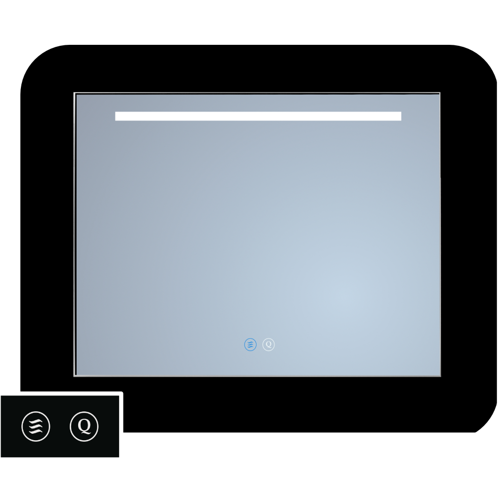 Sanicare Tutti LT1 spiegel zwart met verwarming, verlichting en touch bediening 65cm