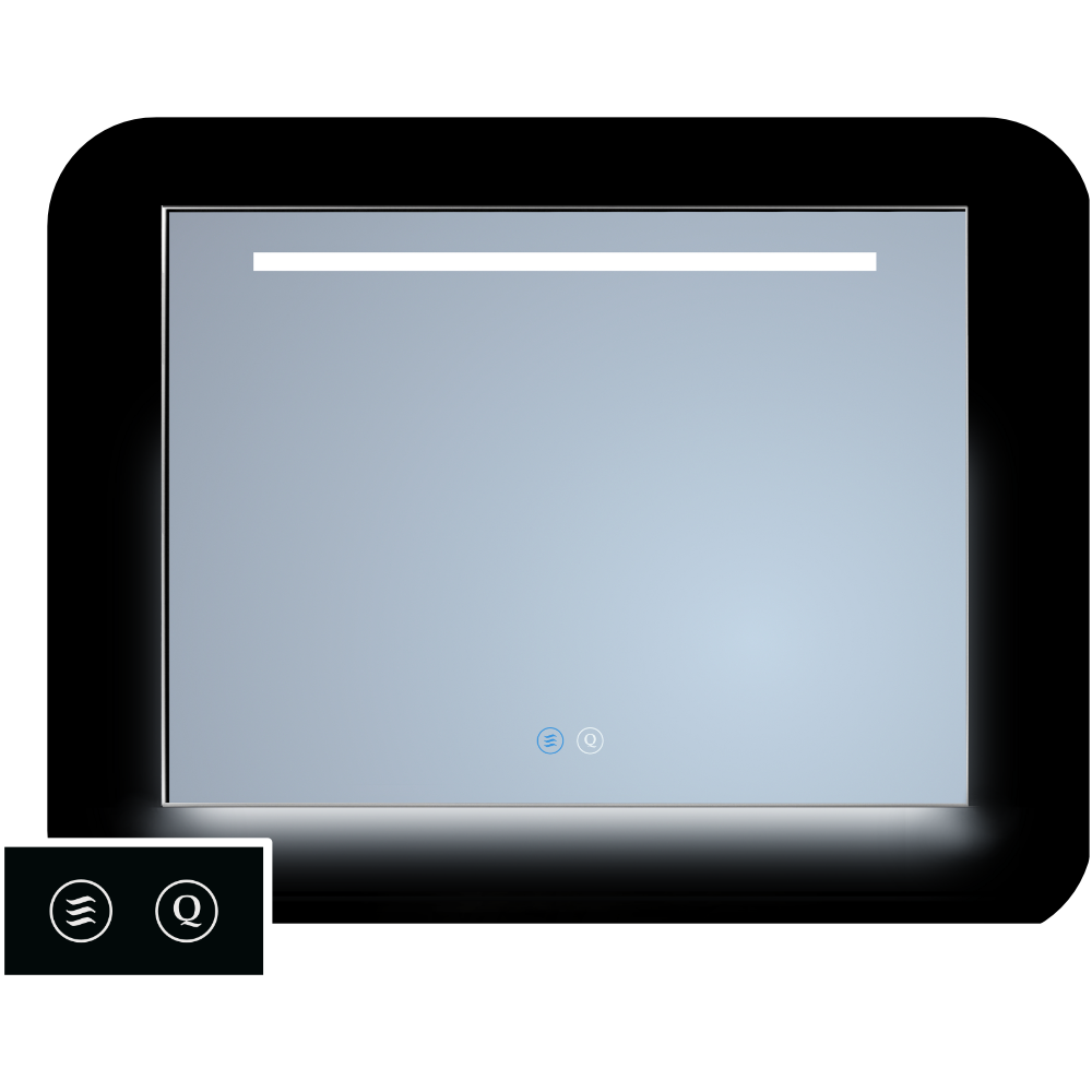 Sanicare Tutti LTD spiegel zwart met verwarming, LED lichtstrook, verlichting onder en touch bediening 60cm