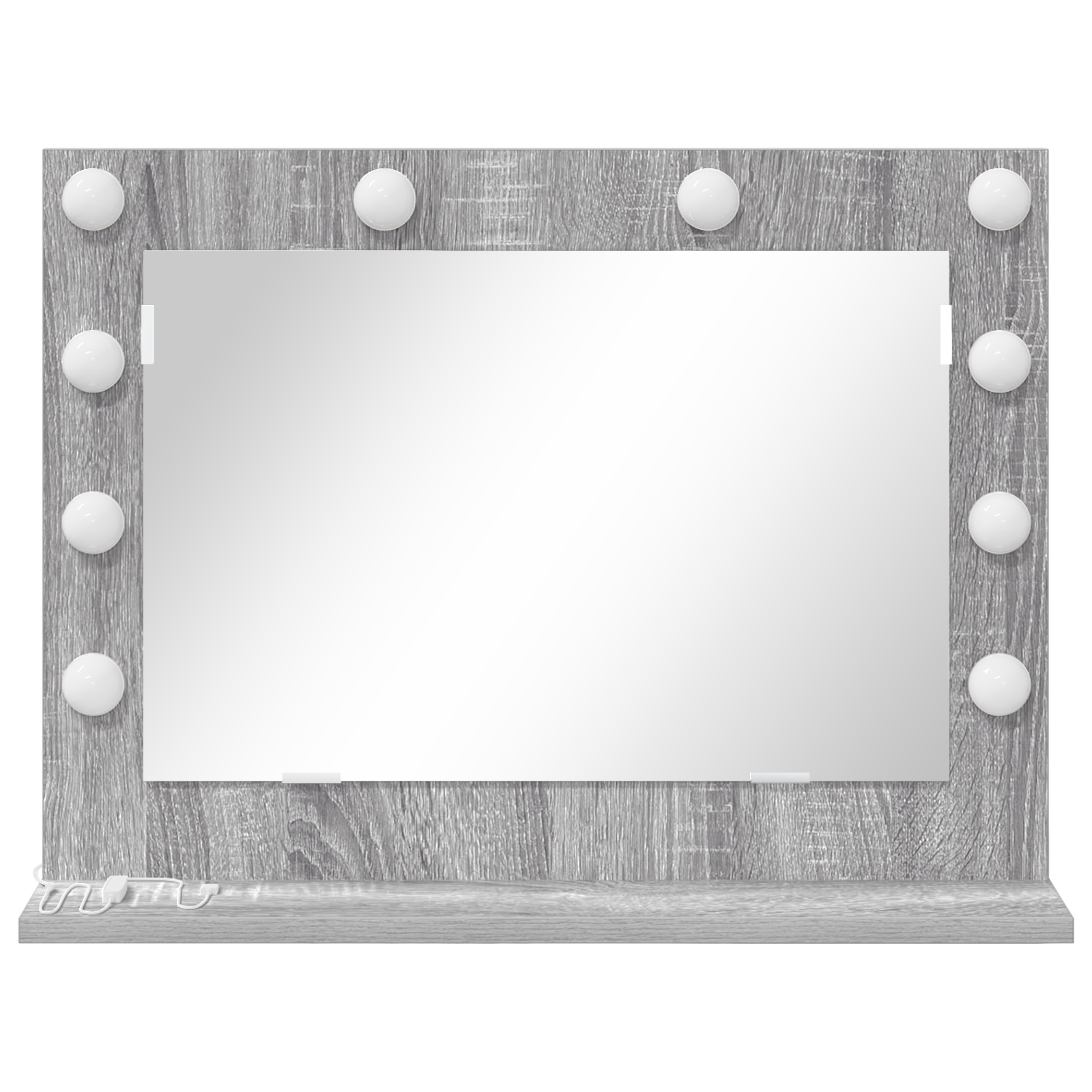 vidaXL Make-up spiegel met LED-verlichting Grijs Sonoma 60x18x45 cm
