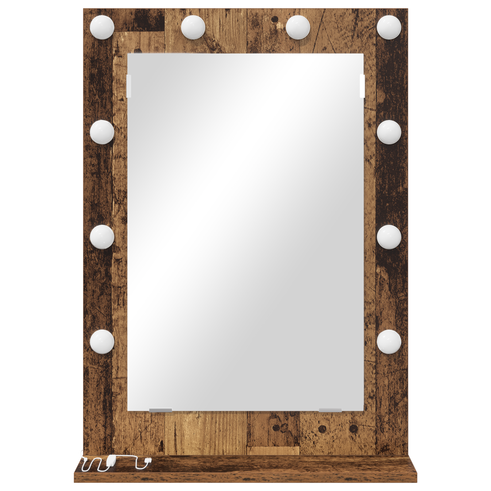vidaXL Make-upspiegel met LED-verlichting Oude Hout 50x18x70 cm