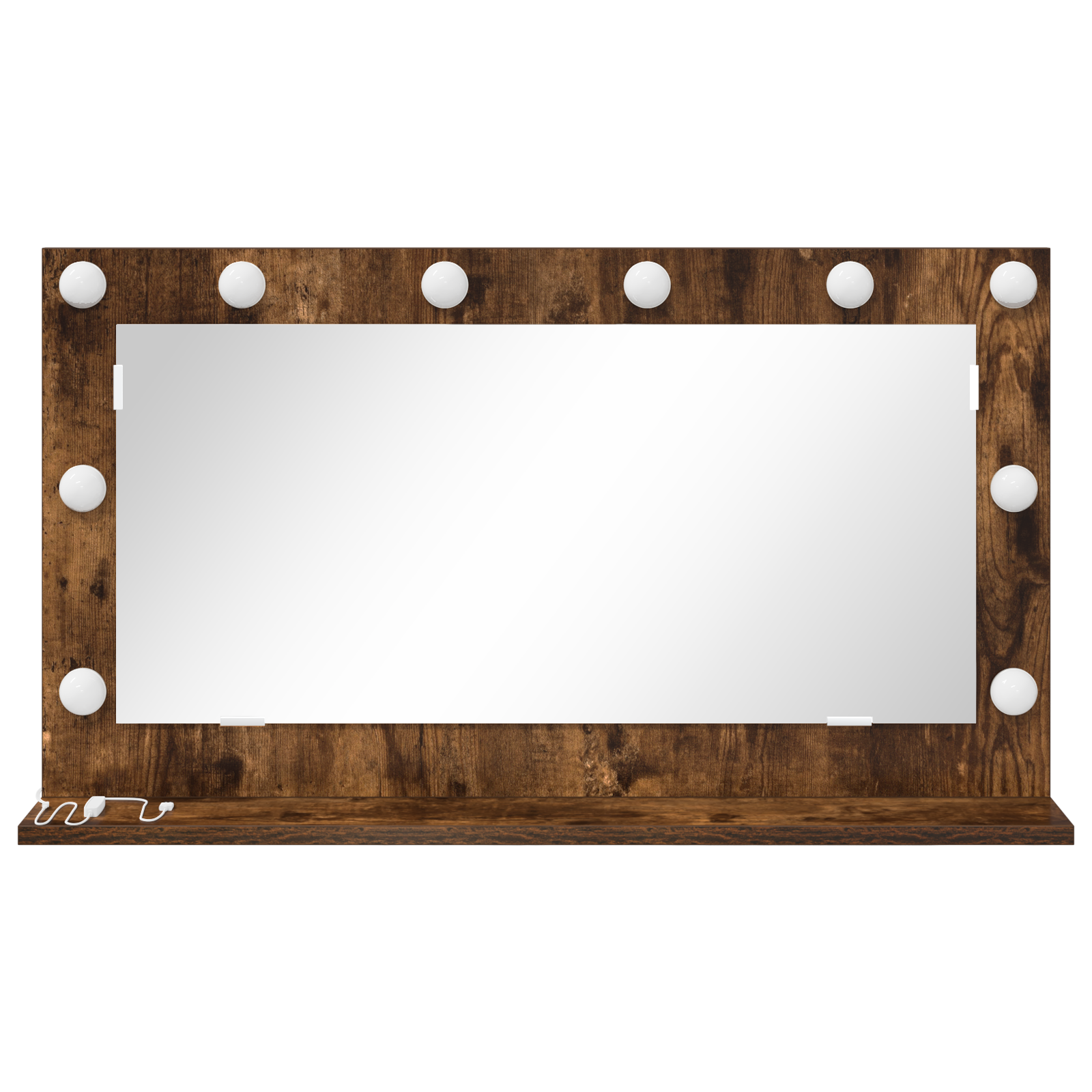 vidaXL Make-up Spiegel met LED-verlichting Rook Eiken 80x18x45 cm