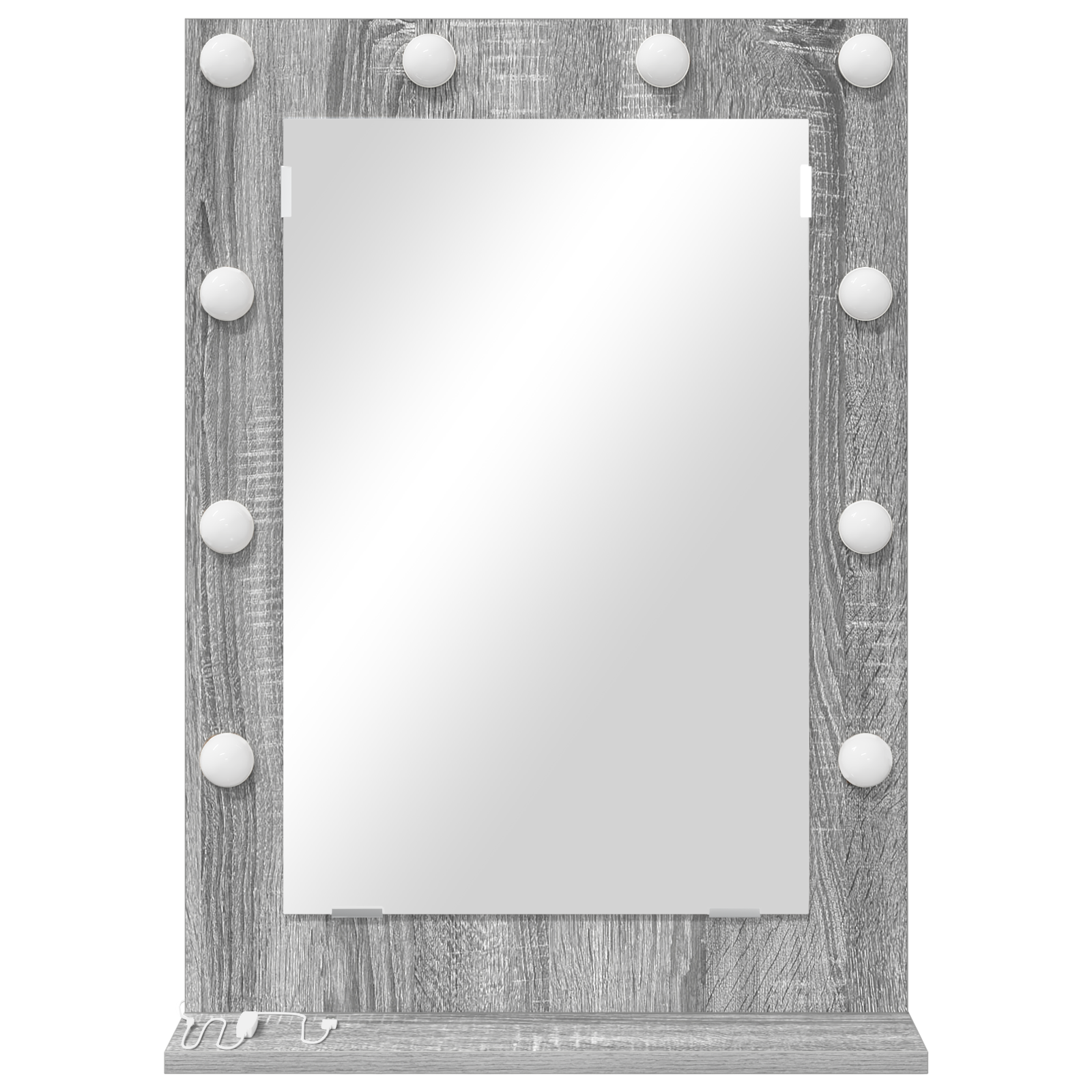 vidaXL Make-up Spiegel met LED Verlichting Grijs Sonoma 50x18x70 cm