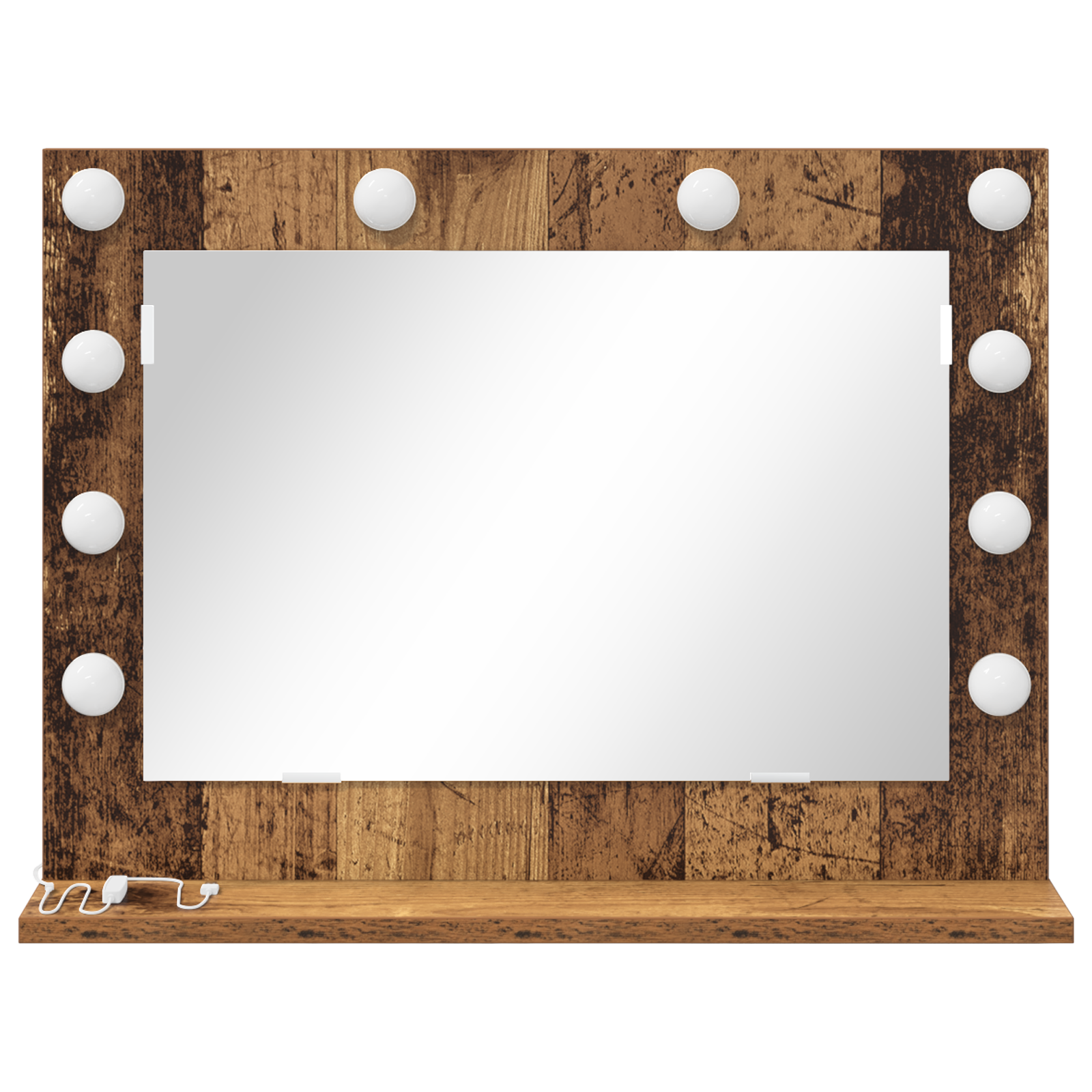 vidaXL Make-up spiegel met LED-verlichting oud hout 60x18x45 cm