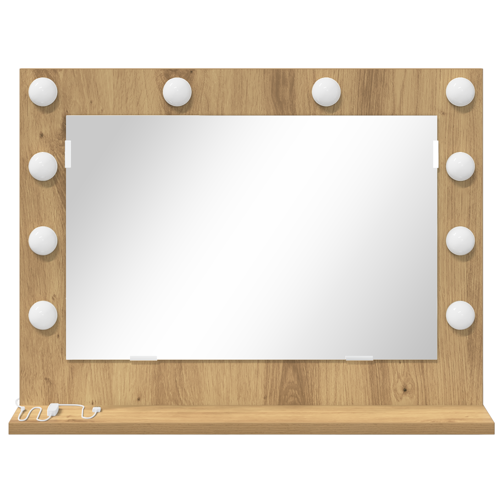 vidaXL Make-up Spiegel met LED Verlichting in Artisan Eiken 60x18x45 cm