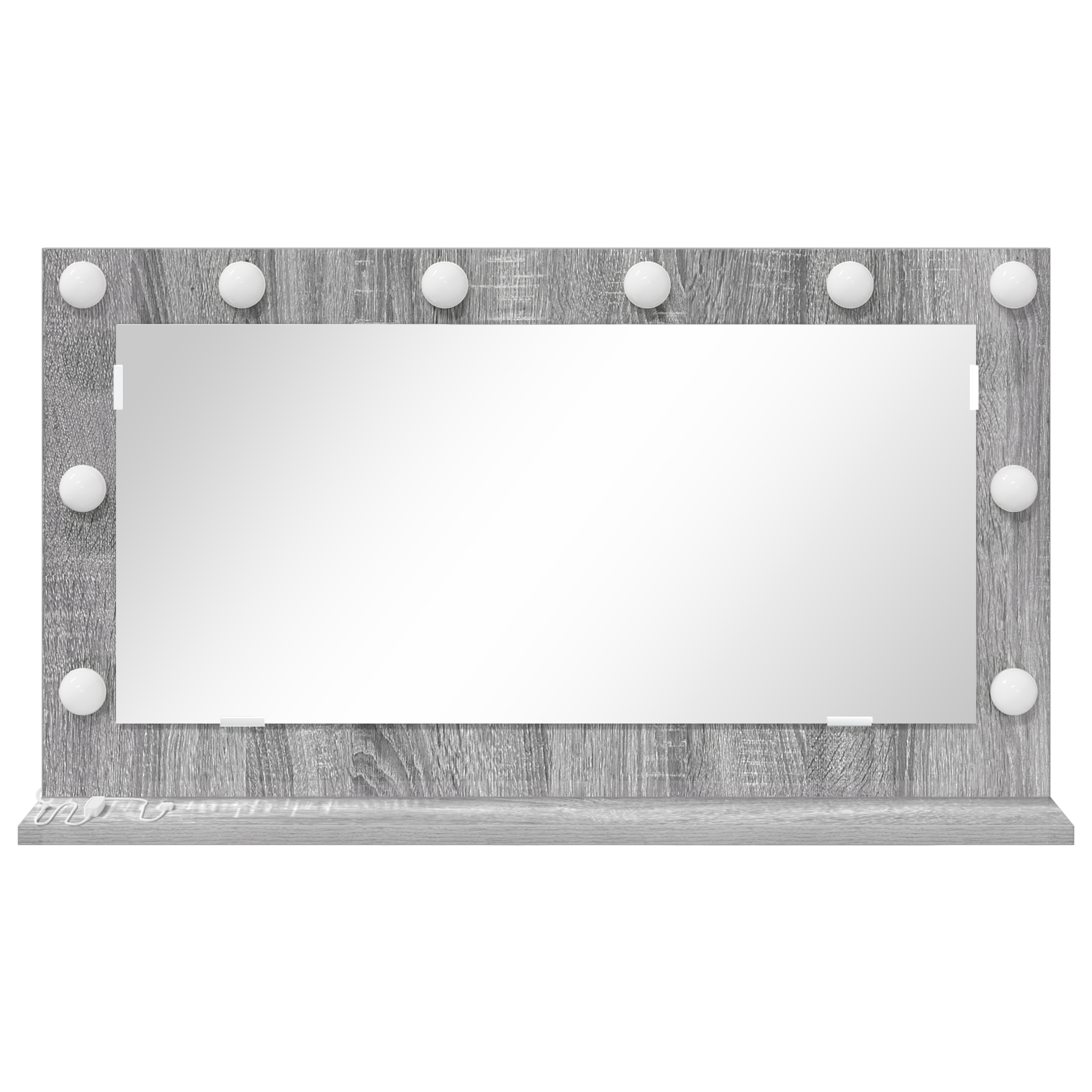 vidaXL Make-up spiegel met LED-verlichting Grijs Sonoma 80x18x45 cm