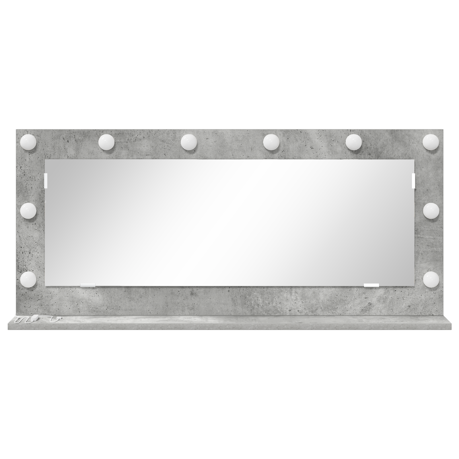 vidaXL Make-up Spiegel met LED Verlichting Beton Grijs 100x45x18 cm