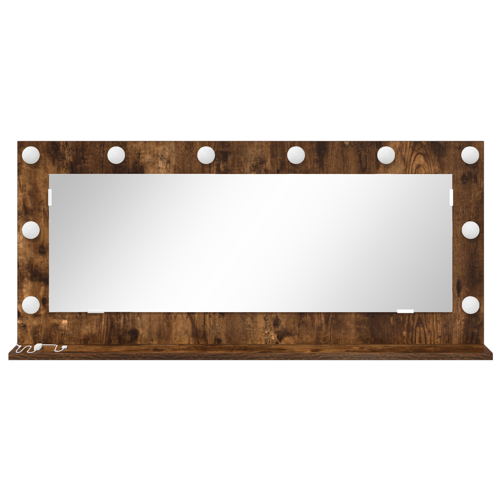 vidaXL Hollywood Spiegel met LED Verlichting Rook Eiken 100x45x18 cm