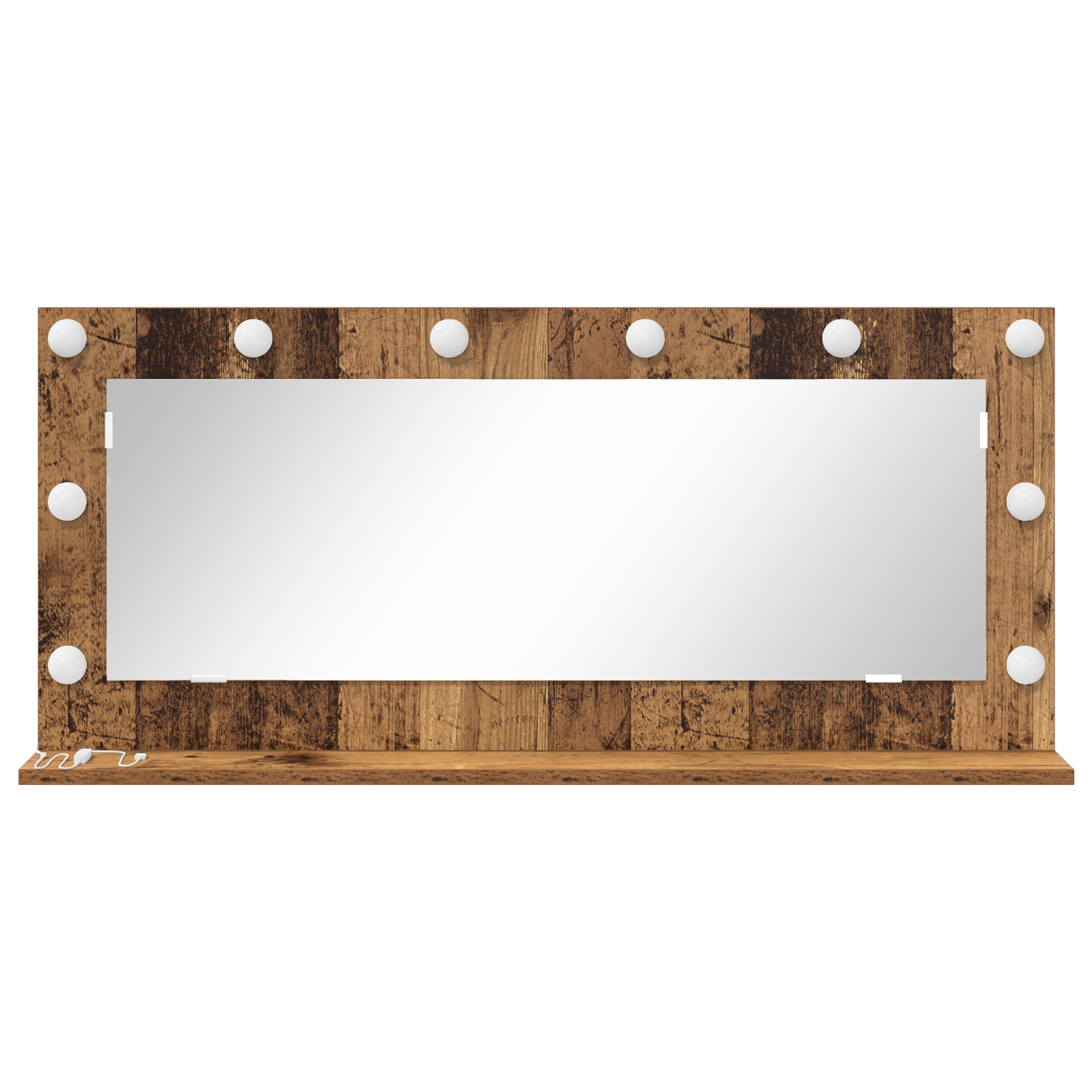 vidaXL Make-up Spiegel met LED Verlichting - Oud Hout 100x45x18 cm