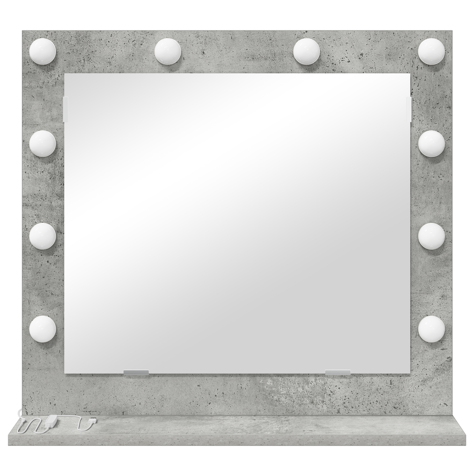 vidaXL Make-upspiegel met LED-verlichting - Beton Grijs 60x55x18 cm