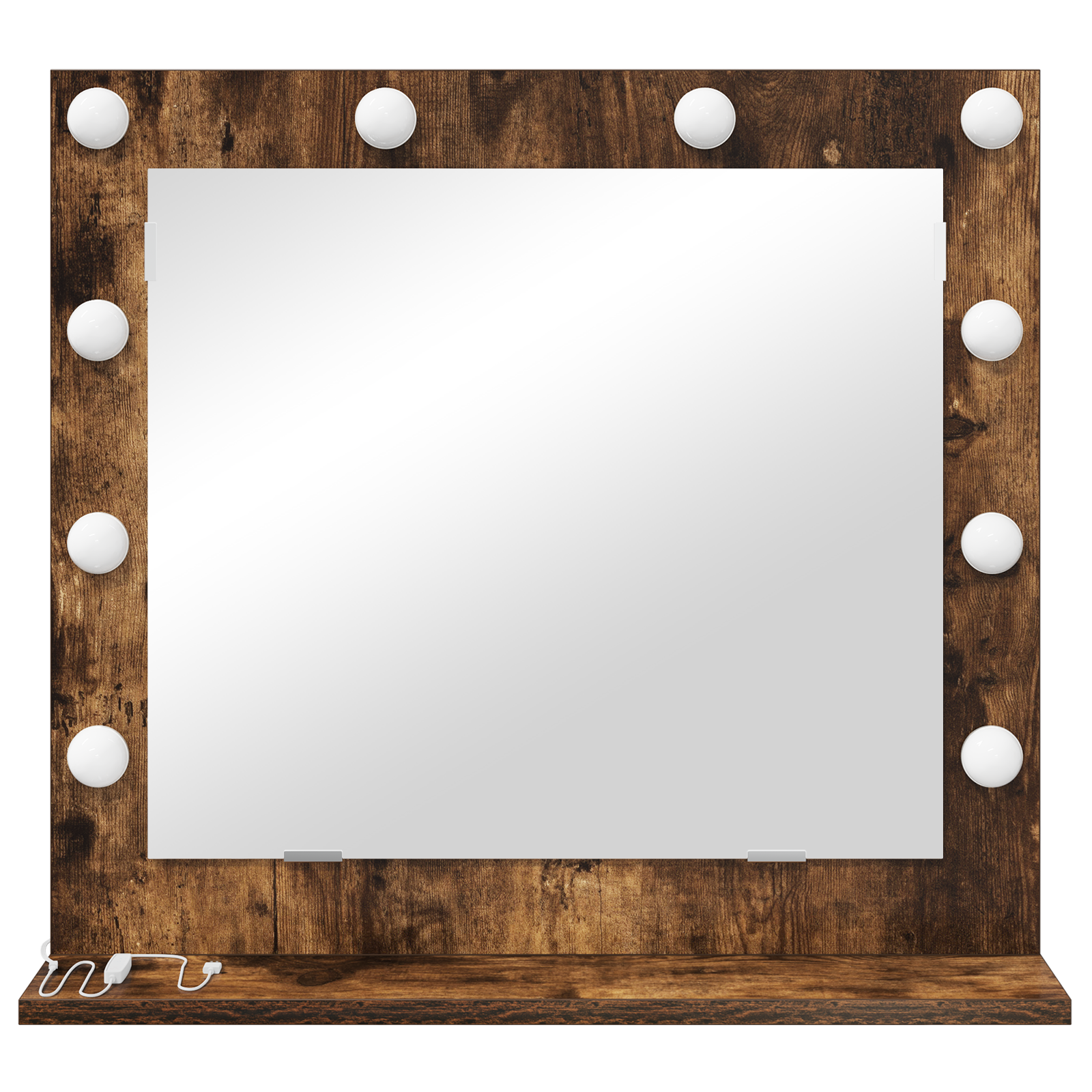 vidaXL Make-up Spiegel met LED Verlichting Gerookt Eiken 60x55x18 cm