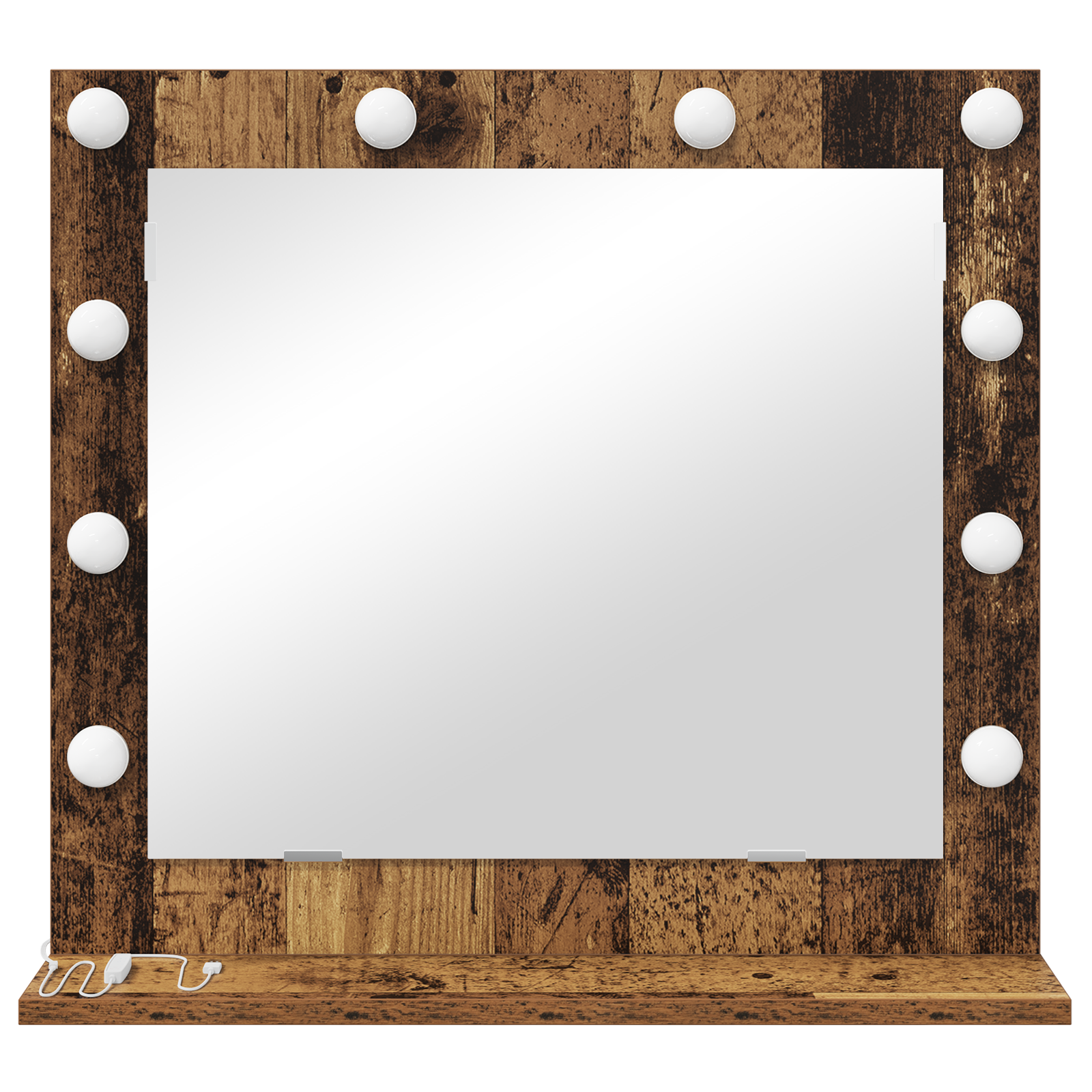 vidaXL Spiegel met LED-verlichting Oud Hout 60x55x18 cm