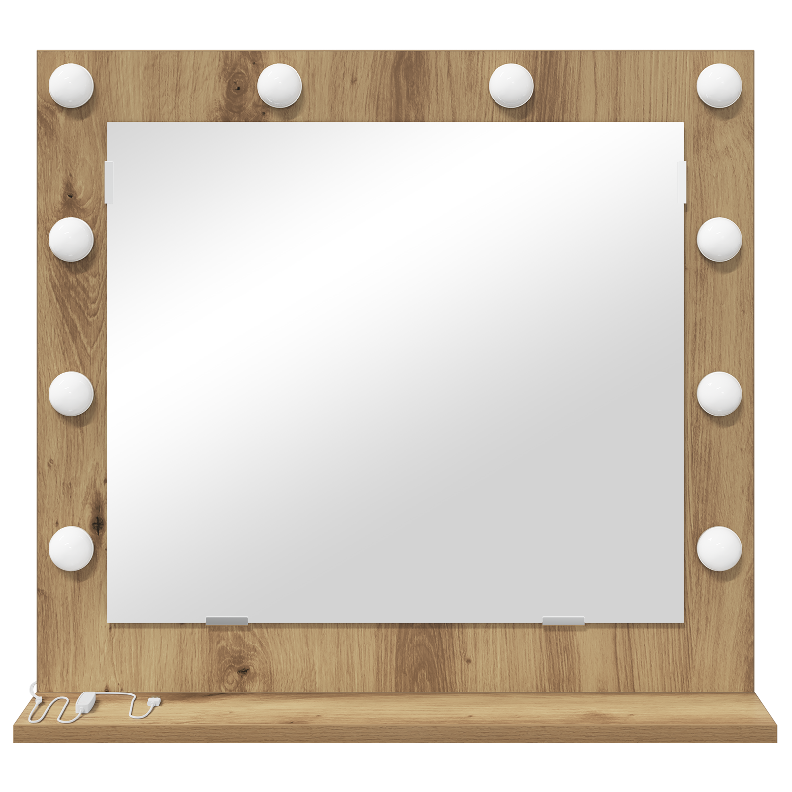 vidaXL Make-up Spiegel met LED Verlichting in Artisan Eikenhout 60x55x18 cm