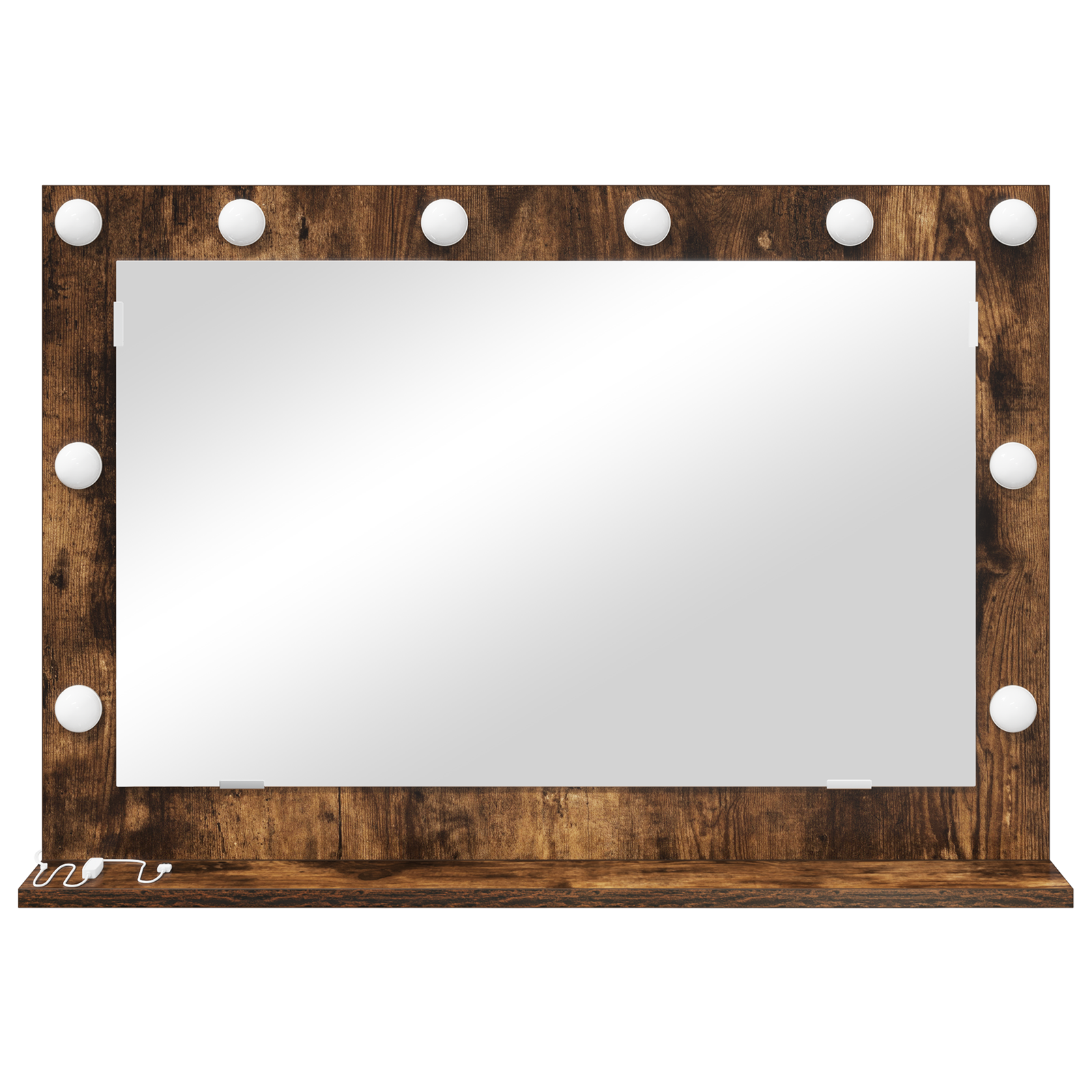 vidaXL Make-Up Spiegel met LED Verlichting in Gerookt Eiken 80x18x55 cm