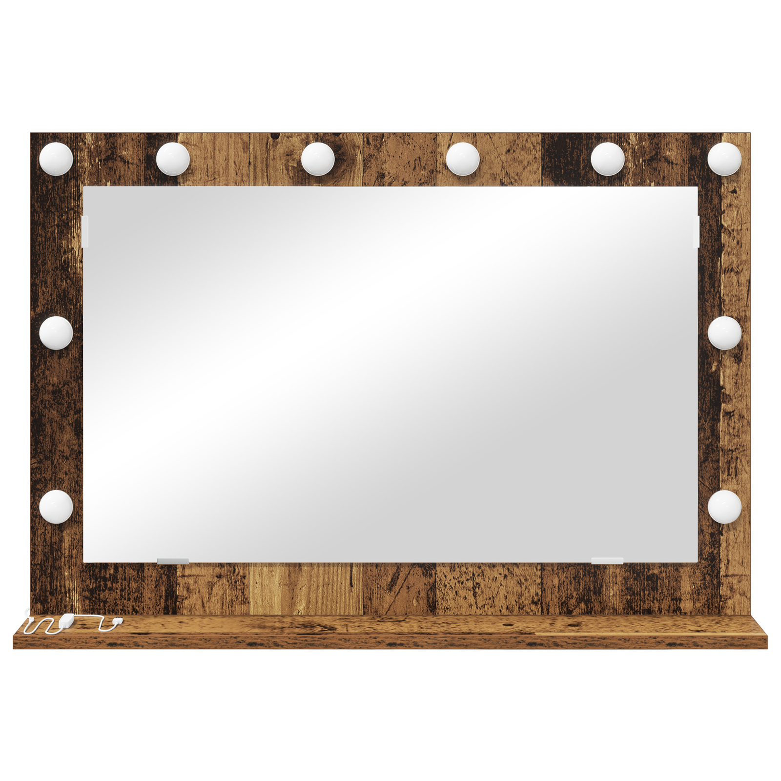 vidaXL Make-up Spiegel met LED Verlichting Oud Hout 80x18x55 cm