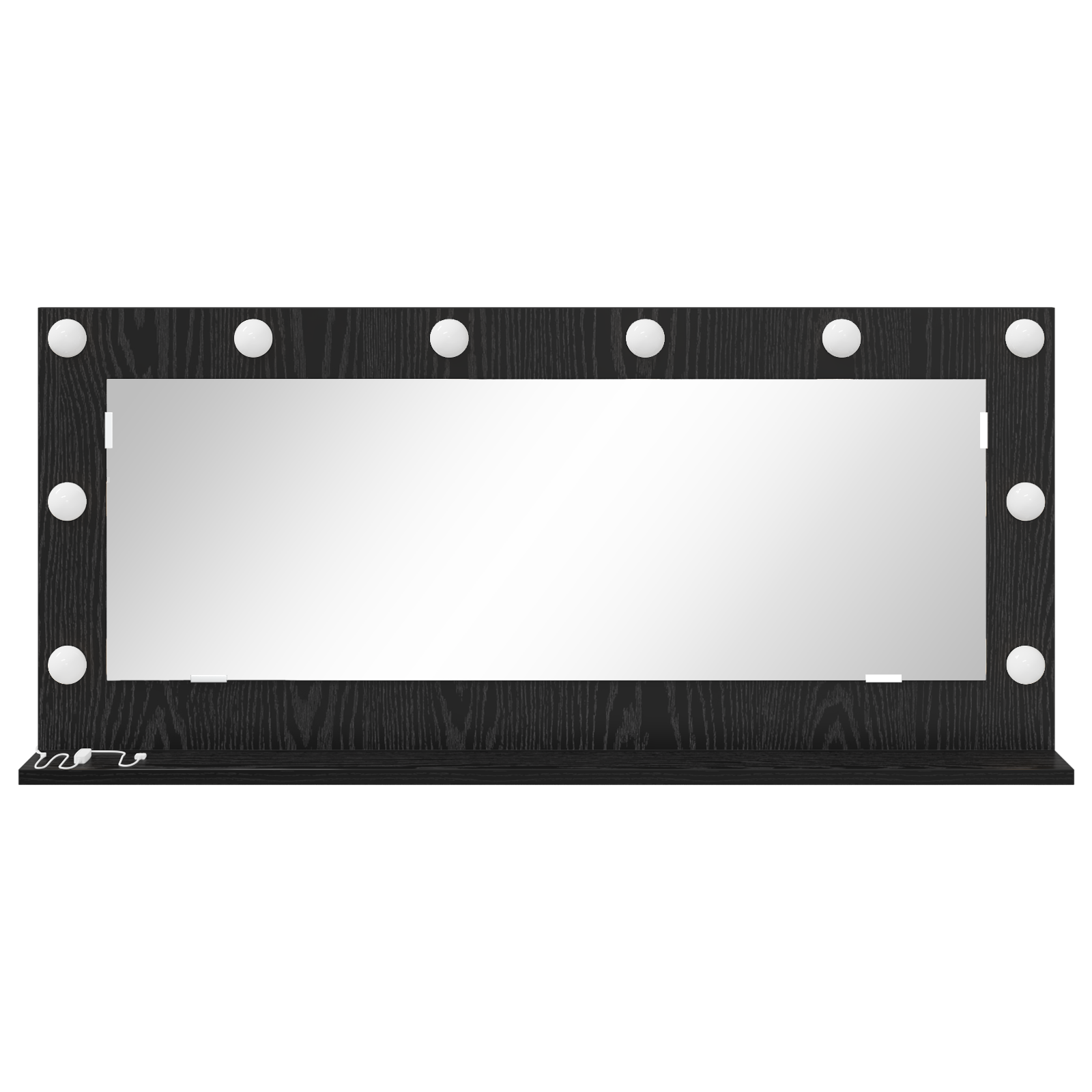vidaXL Make-up Spiegel met LED Verlichting in Zwart Eik 100x45x18 cm
