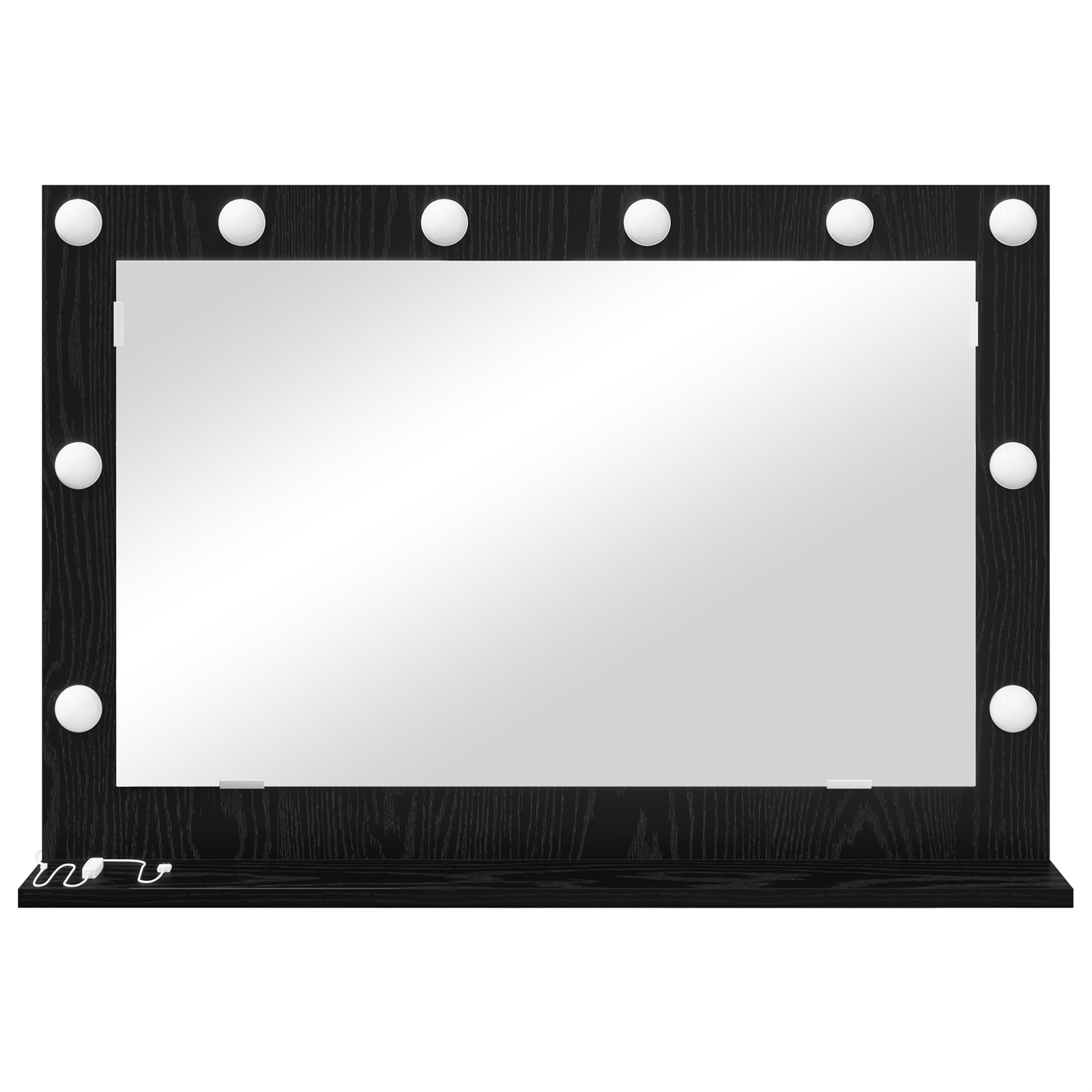 vidaXL Make-up Spiegel met LED Verlichting Zwart Eiken 80x55x18 cm