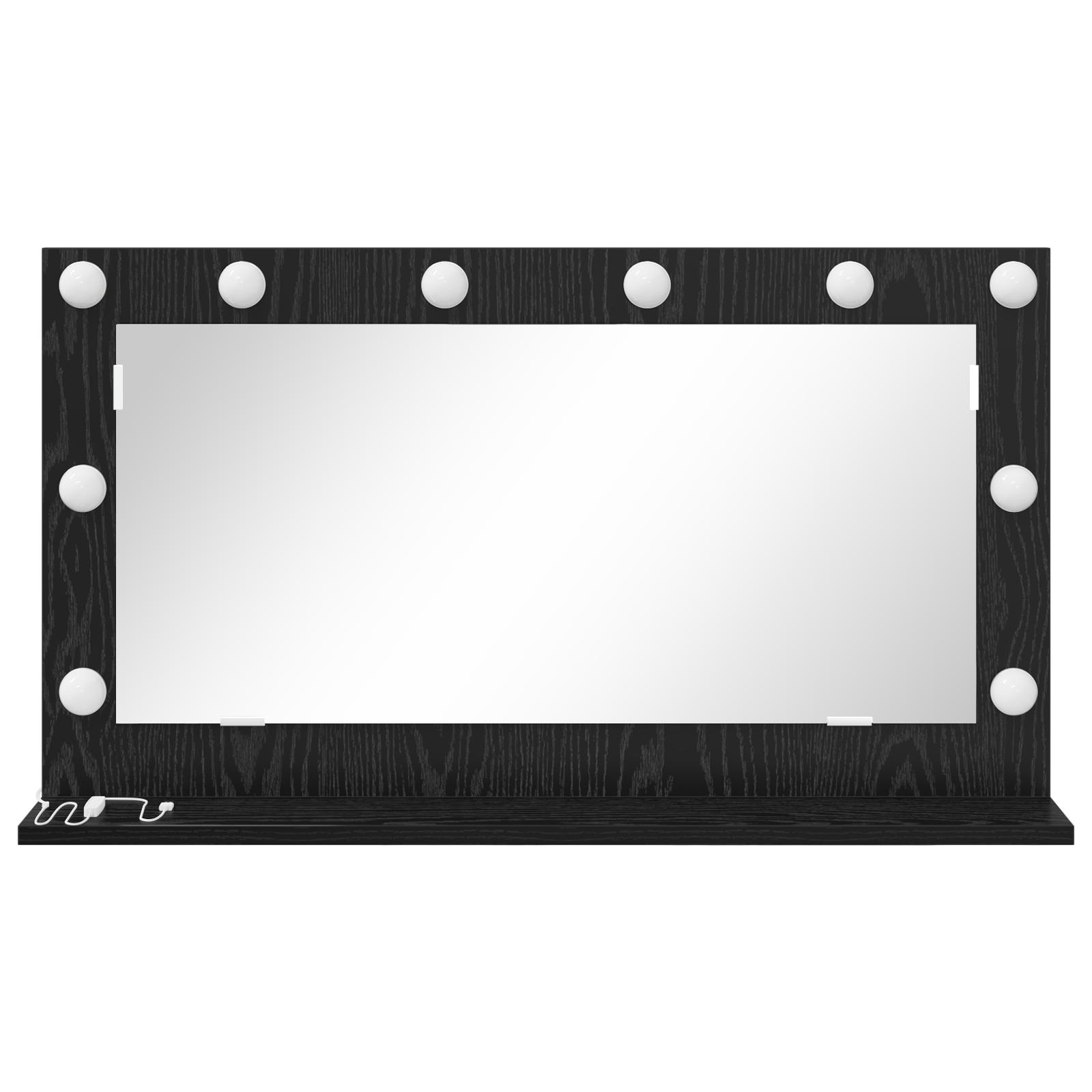 vidaXL Make-up Spiegel met LED Verlichting Zwart Eiken 80x45x18 cm