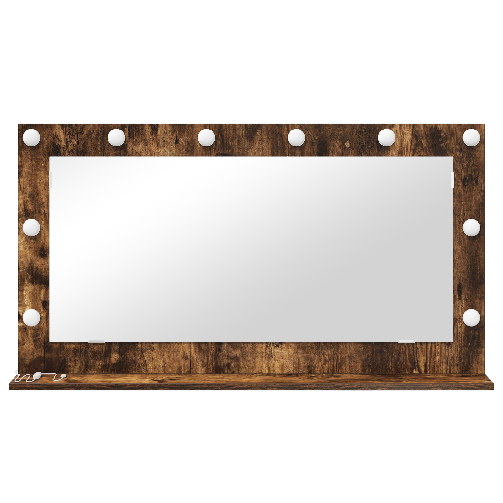 vidaXL Make-up Spiegel met LED Verlichting Rook Eik 100x18x55 cm