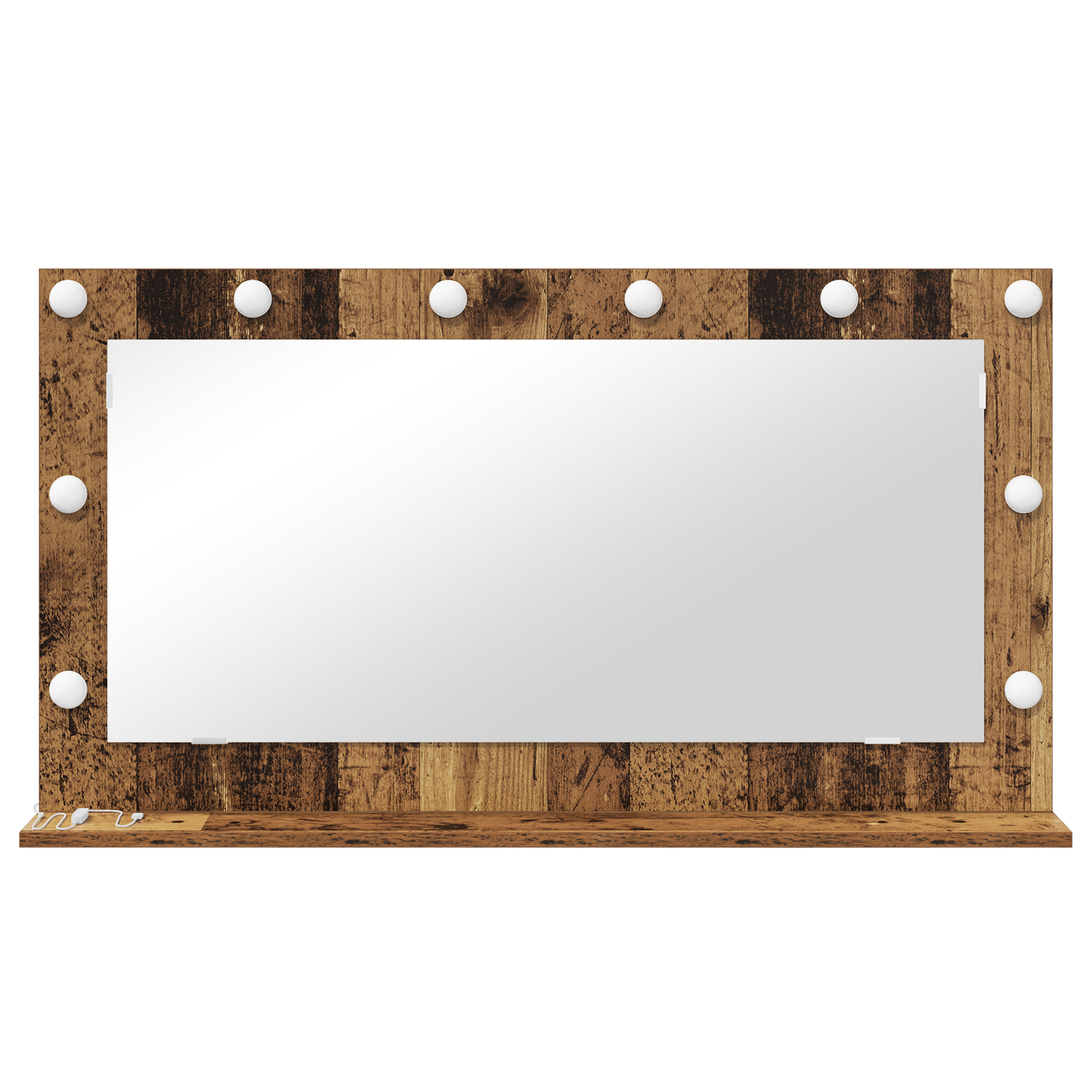 vidaXL Make-up Spiegel met LED Lichten Oud Hout 100x18x55 cm