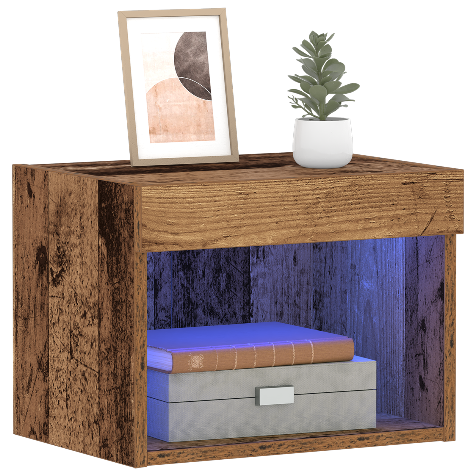 vidaXL Wandkast met LED-verlichting 40x30x30 cm oud houtkleurig