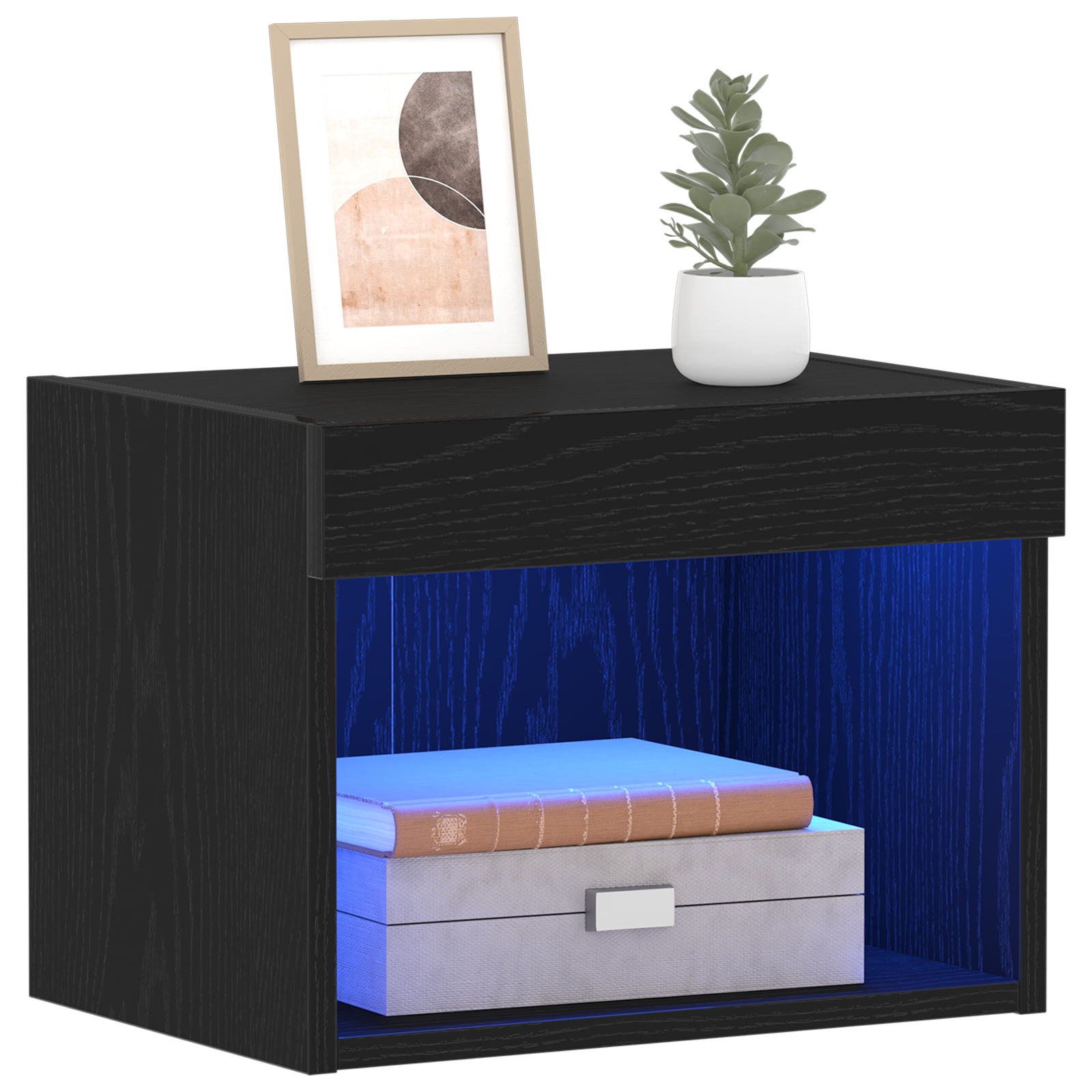 vidaXL Wandkast met LED-verlichting 40x30x30 cm zwart eikenkleurig
