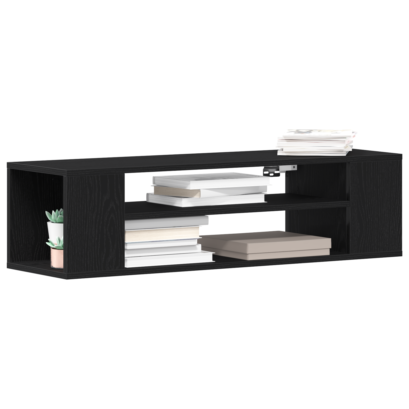 vidaXL Wand-tv-kast Zwart Eiken 100x30x26,5 cm Gemaakt van Hout