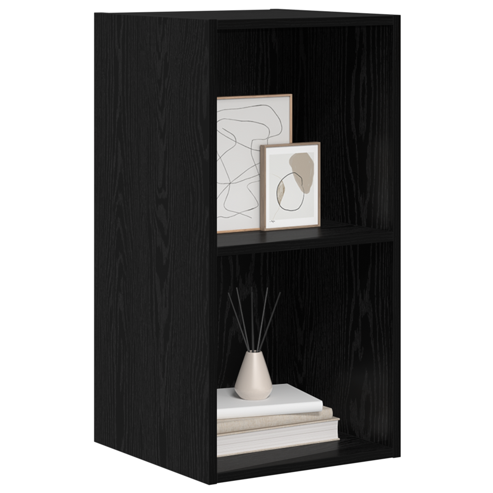 vidaXL Wandgemonteerde TV-kast in zwart eiken - 37 x 37 x 72 cm, gemaakt van engineered hout