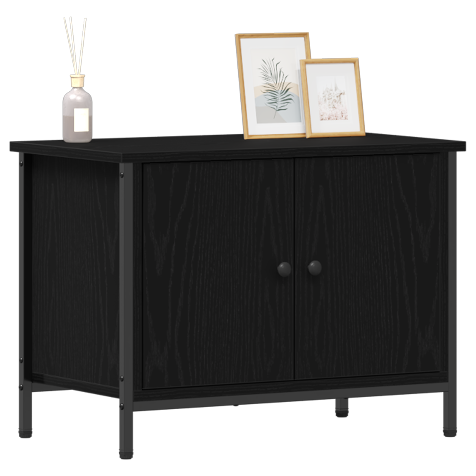 vidaXL Zwart Eiken TV-stand Zwart Eiken Bewerkt hout 60 x 35 x 45 cm