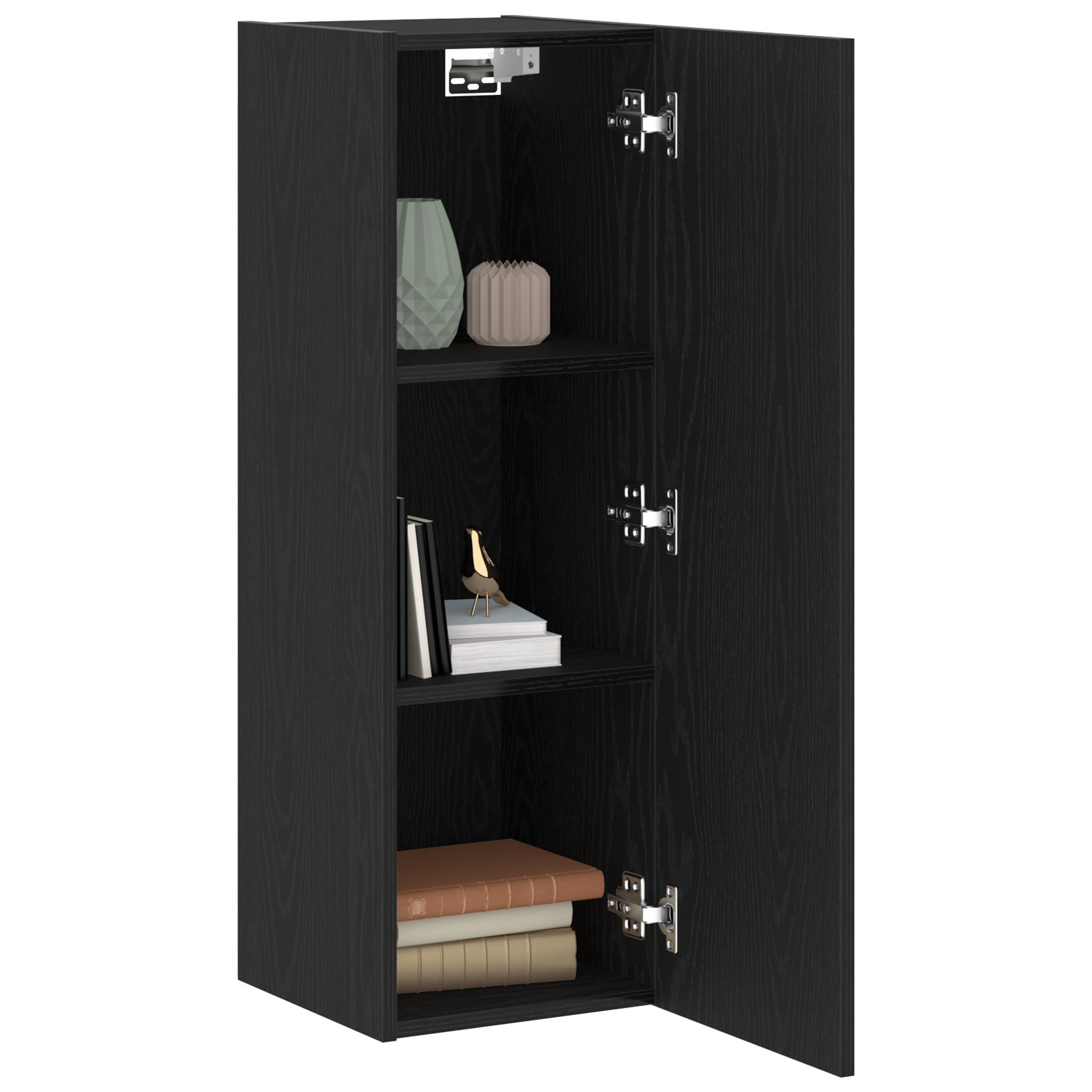 vidaXL Wandgemonteerde TV-kast in Zwart Eiken - 30,5 x 30 x 90 cm, Van Gelaagd Hout