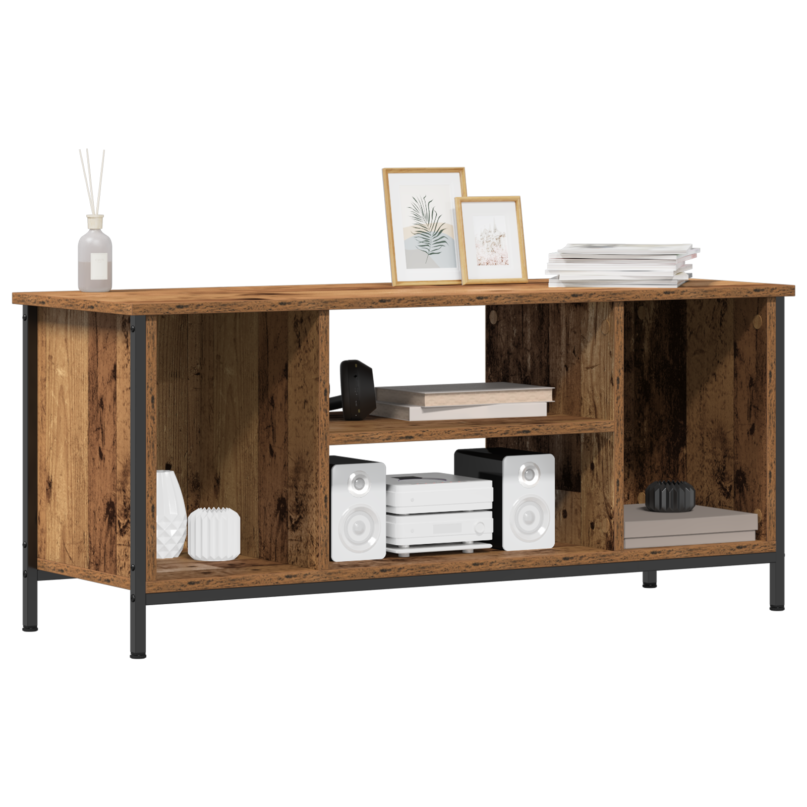 vidaXL Entertainmentcentrum Oude hout Spaanplaat, metaal 102 x 35 x 45 cm