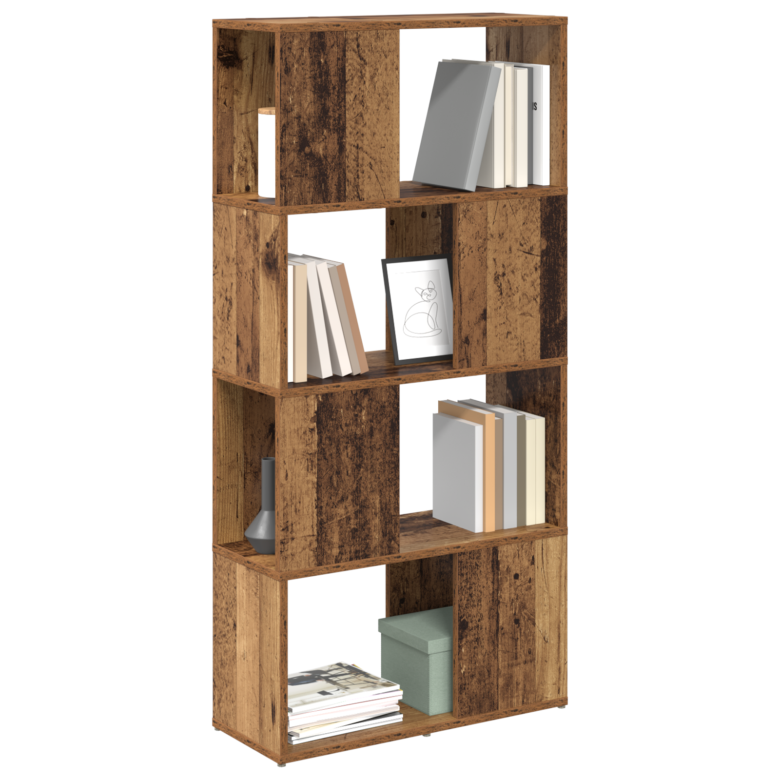 vidaXL Opslagunit Oude hout MDF 60 x 24 x 124 cm Opslagunit