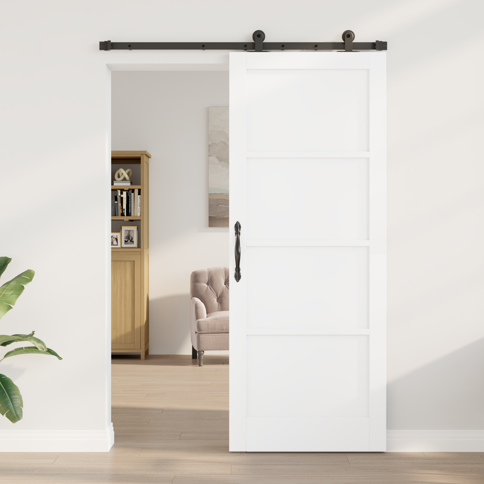 vidaXL Schuifdeur met Beugelset 'ORKDAL'Witte Massief Hout Vuren