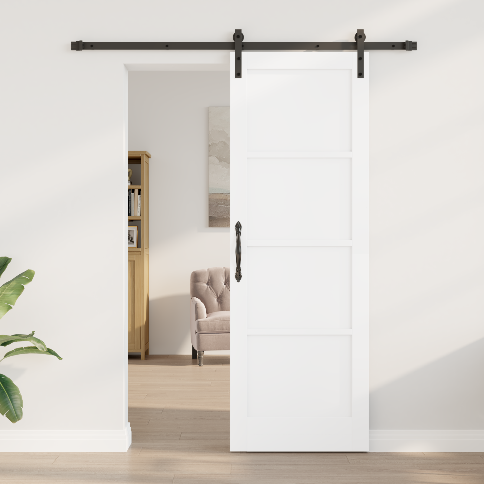 vidaXL Schuifdeur met beslag 73,5x211 cm massief grenenhout wit