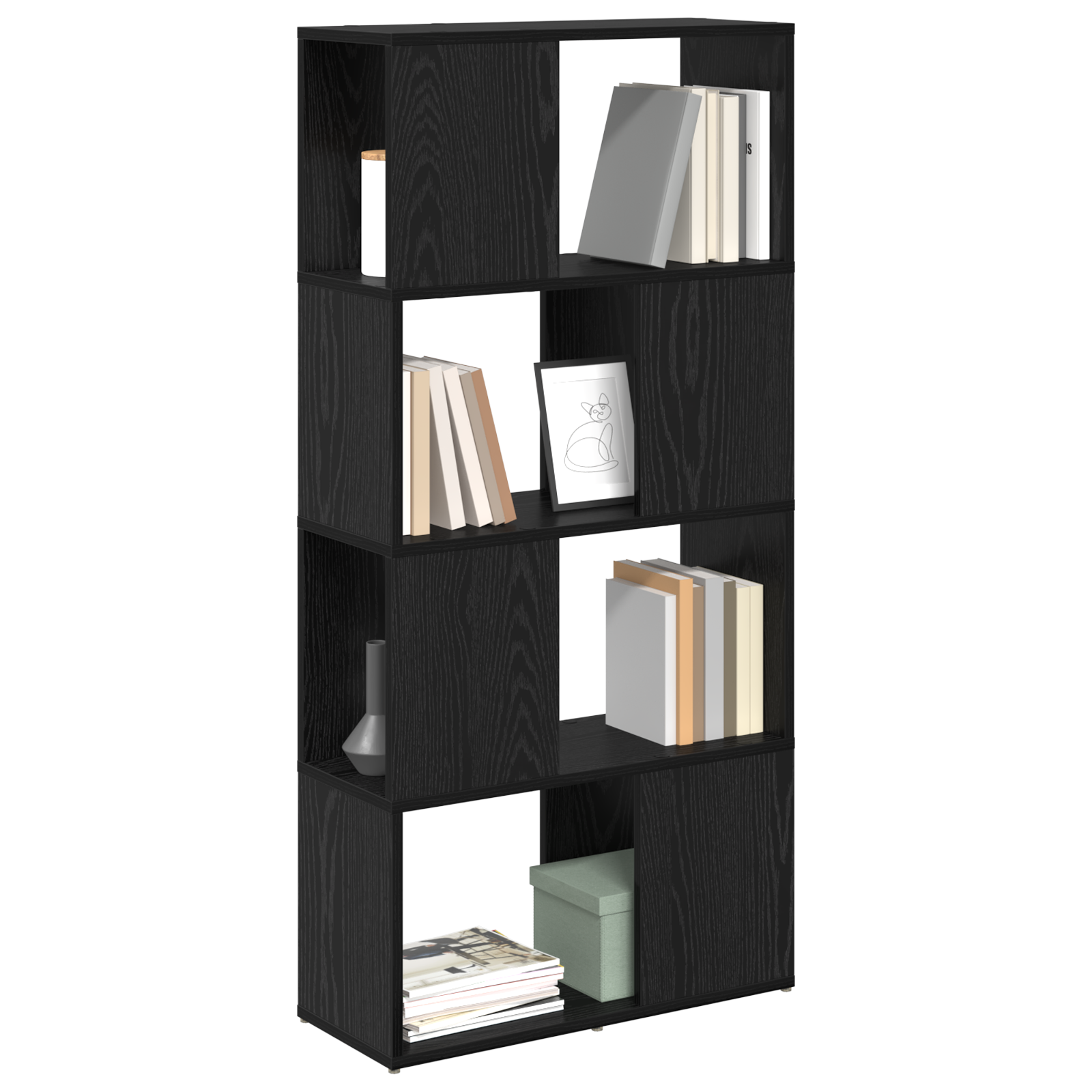 vidaXL Boekenkast Zwart eiken Bewerkt hout 60 x 24 x 124 cm