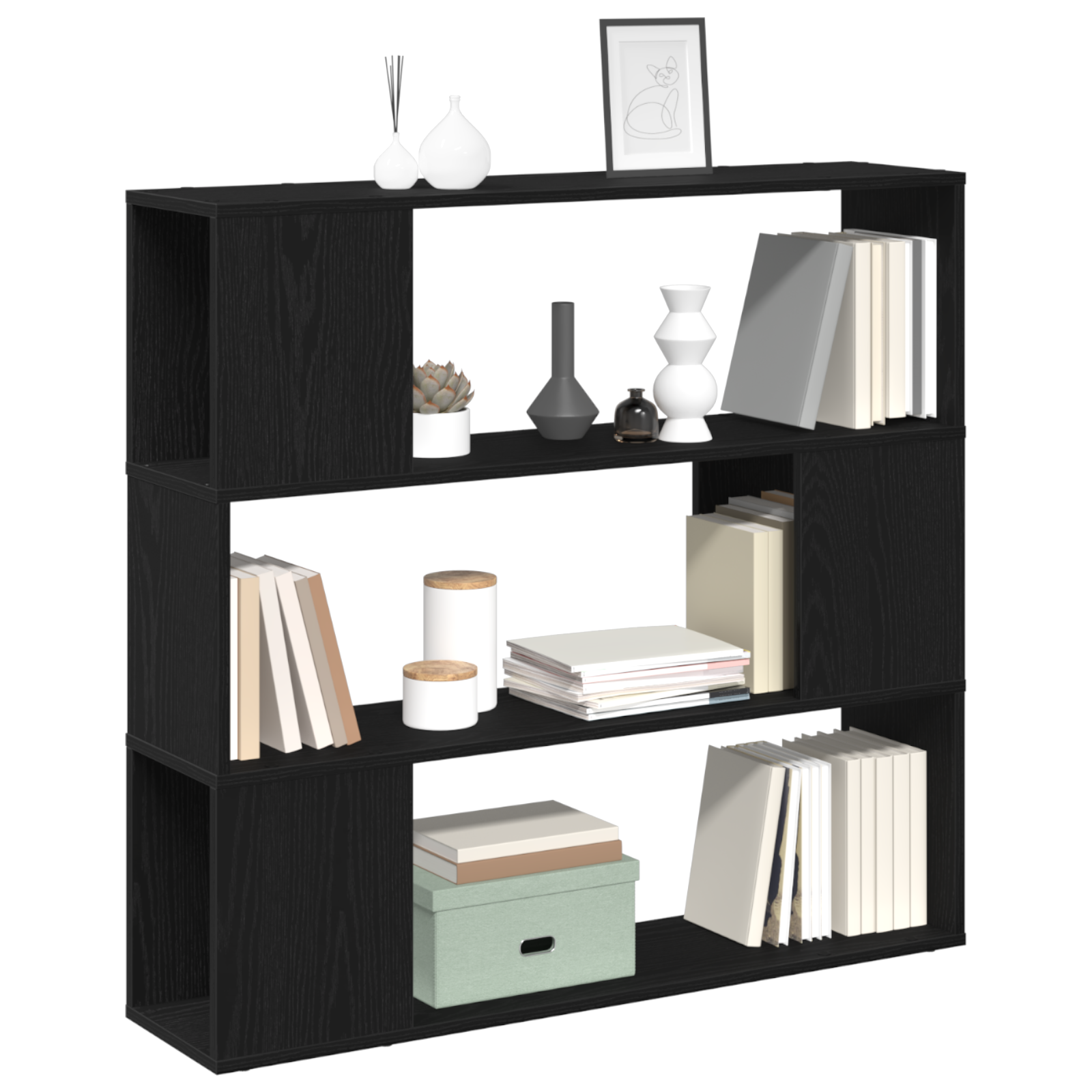vidaXL Boekenkast Zwart Eiken 100x24x94 cm Gemaakt van Hout