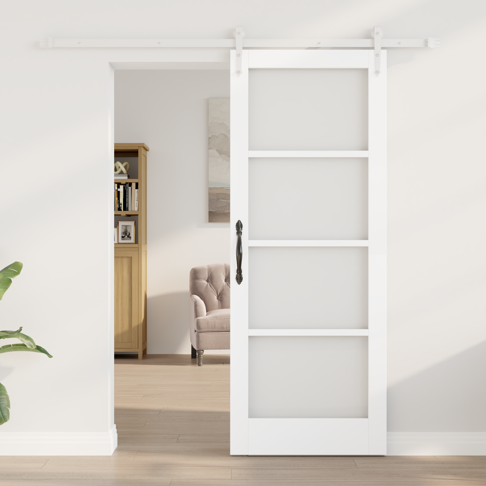 vidaXL Schuifdeur met Hardware Set Wit 78x202 cm Massief Vurenhout