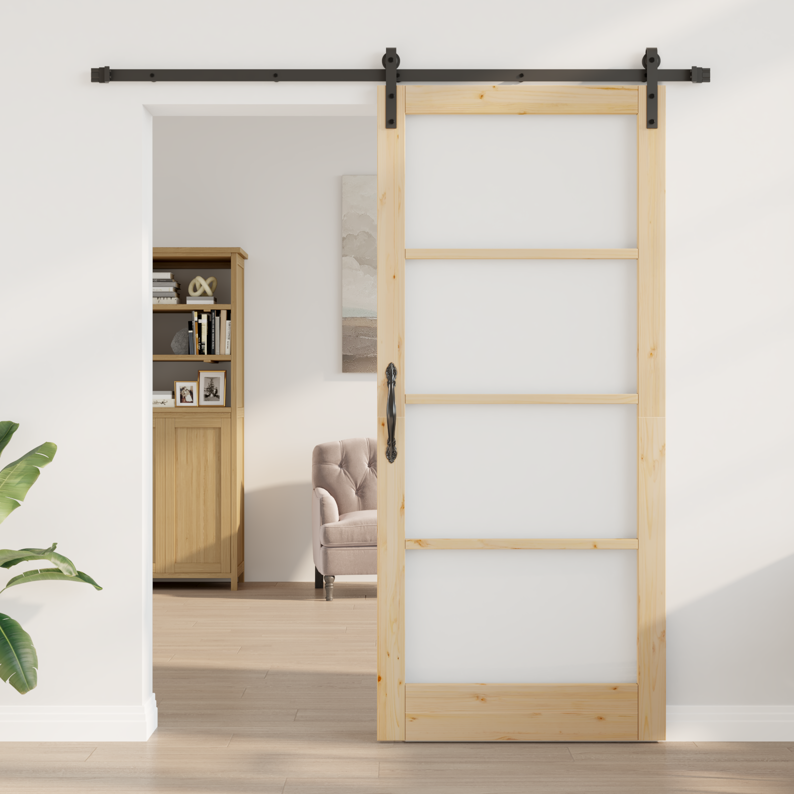 vidaXL Schuifdeur met beslag ORKDAL massief hout en glas