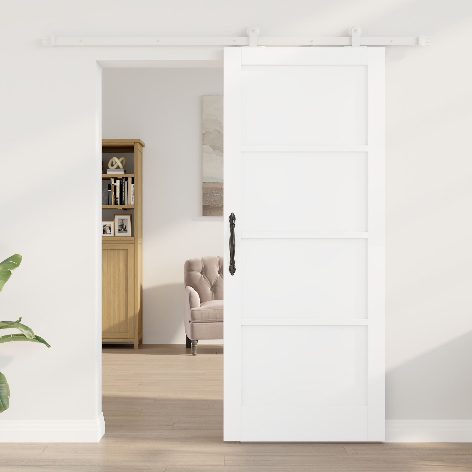 vidaXL Schuifdeur met Hardware Set 'ORKDAL'Wit Massief Hout
