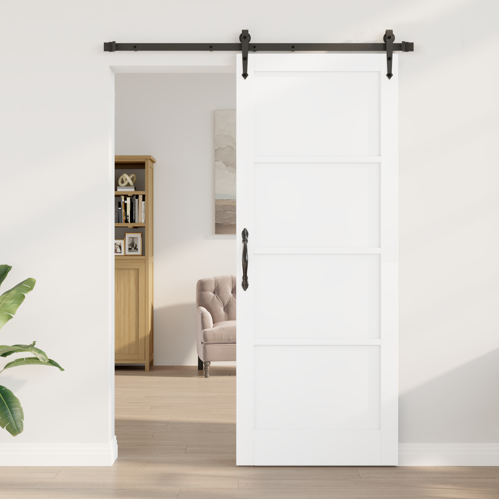 vidaXL Schuifdeur met Hardware Set 'ORKDAL'Wit Massief Vuren