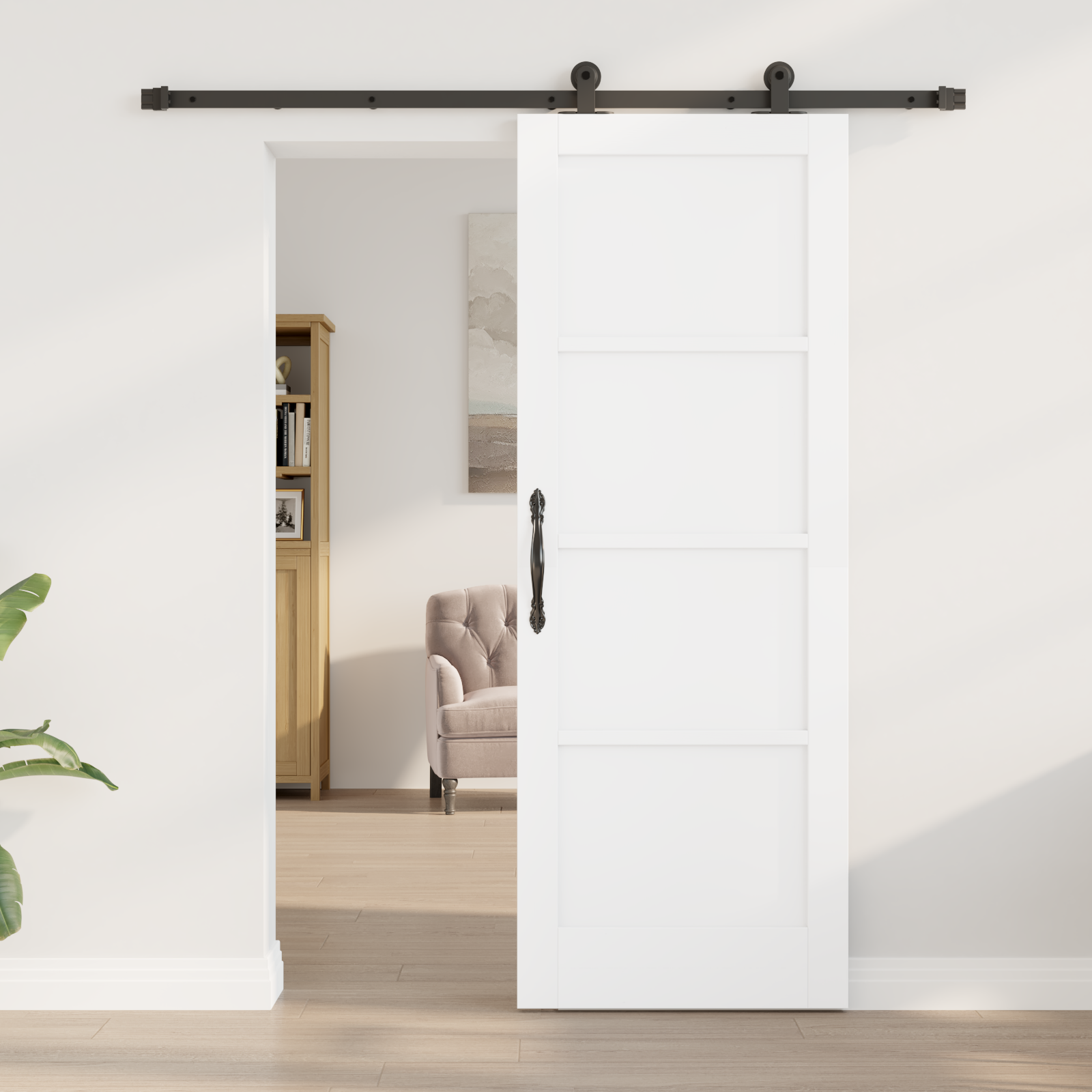 vidaXL Schuifdeur met Hardware Set Wit 73,5x198,5 cm Massief Vurenhout