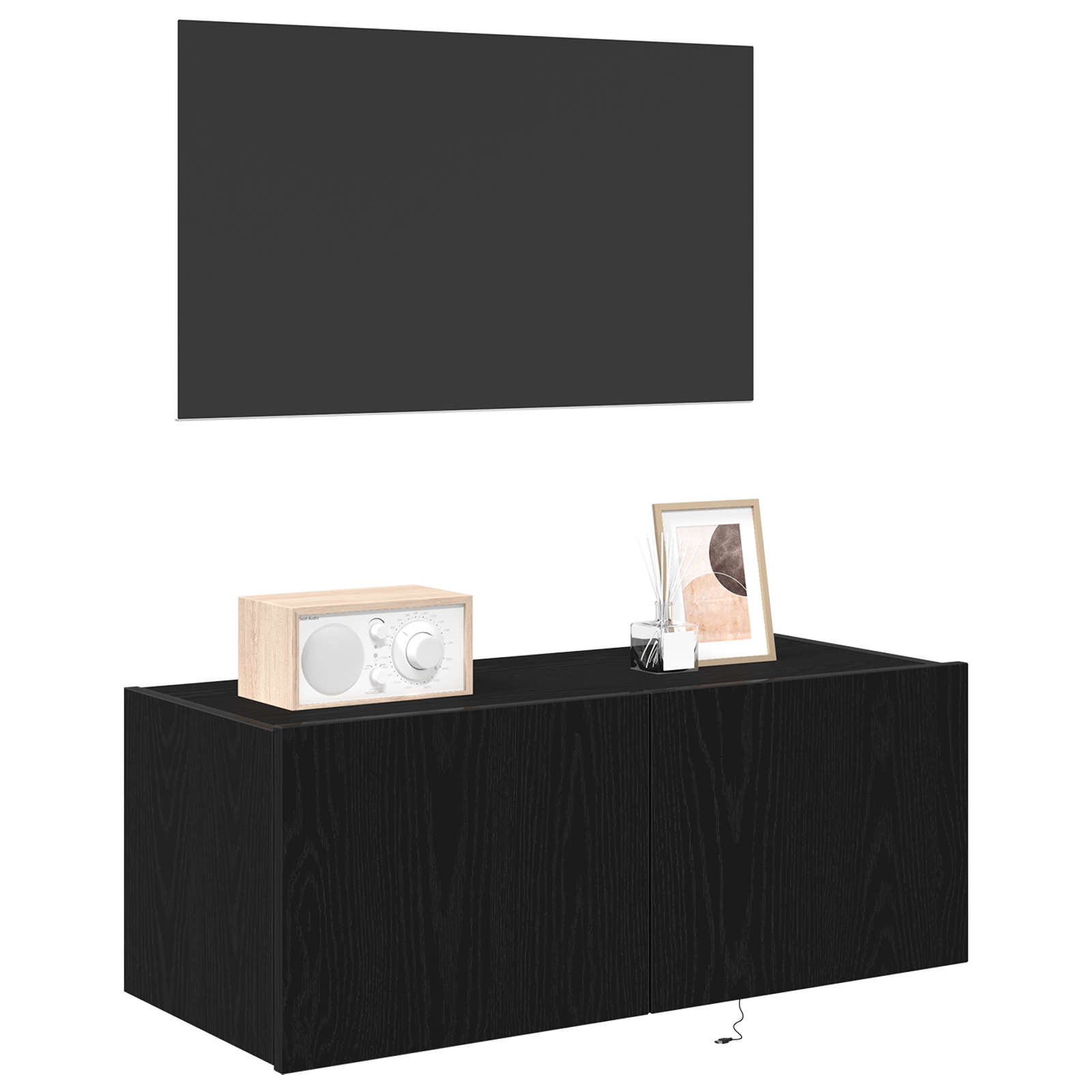 vidaXL Tv-wandmeubel met LED-verlichting 80x35x31 cm zwart eikenkleur