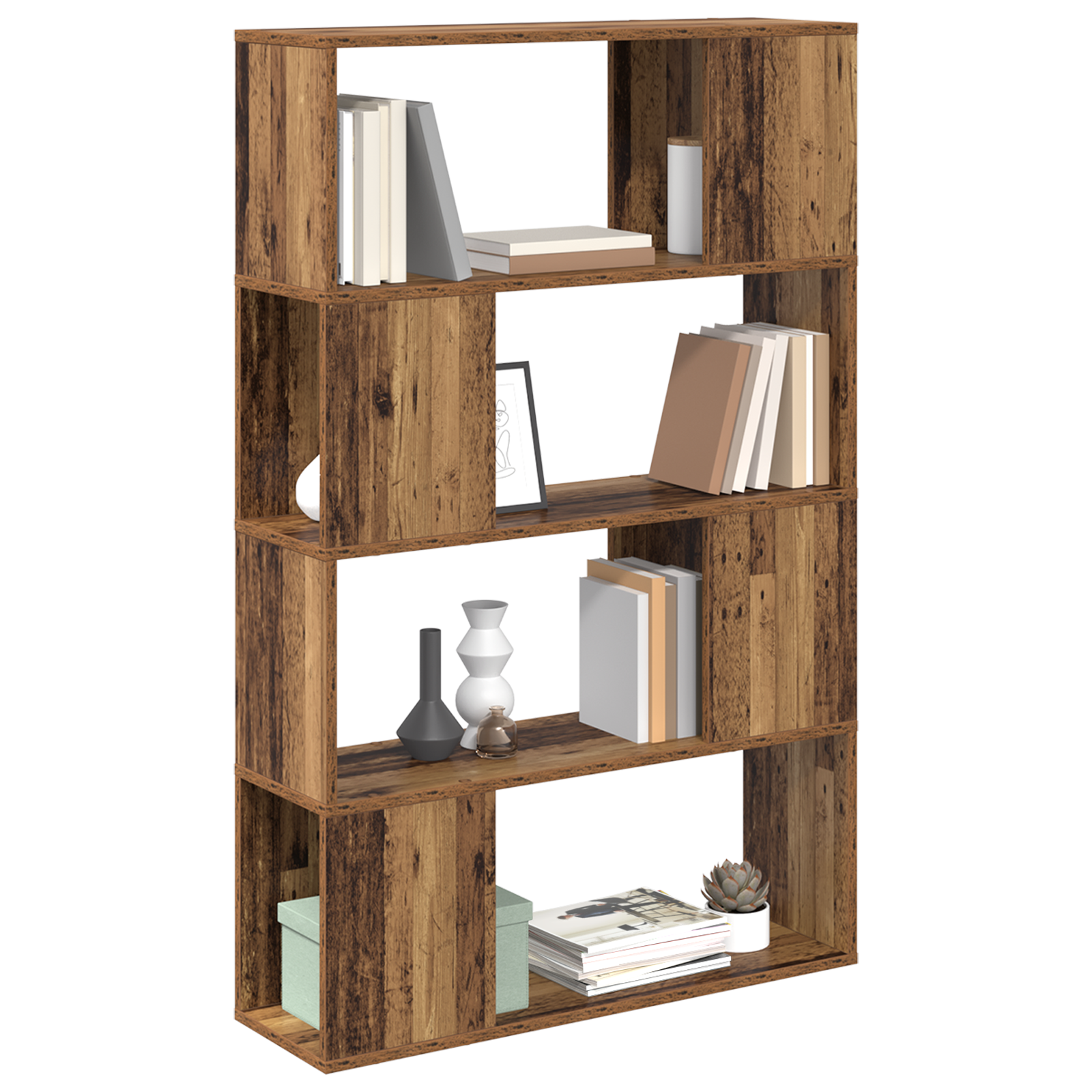 vidaXL Boekenkast Oud hout Bewerkt hout 80 x 24 x 124 cm Planken