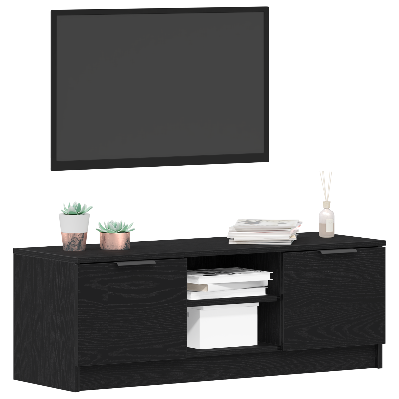 vidaXL Tv-meubel 102x35x36,5 cm bewerkt hout zwart eikenkleurig