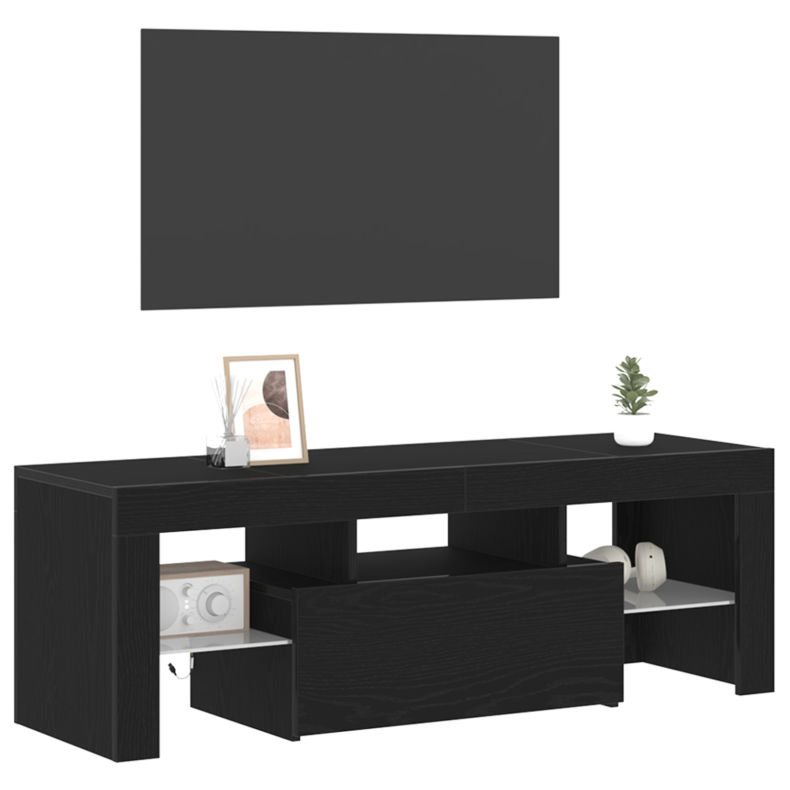 vidaXL TV-meubel met LED 120x35x40 cm zwart eikenkleurig