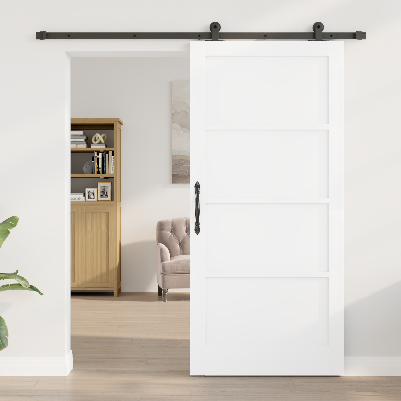 vidaXL Schuifdeur met hang- en sluitwerk wit 93x202 cm massief grenenhout