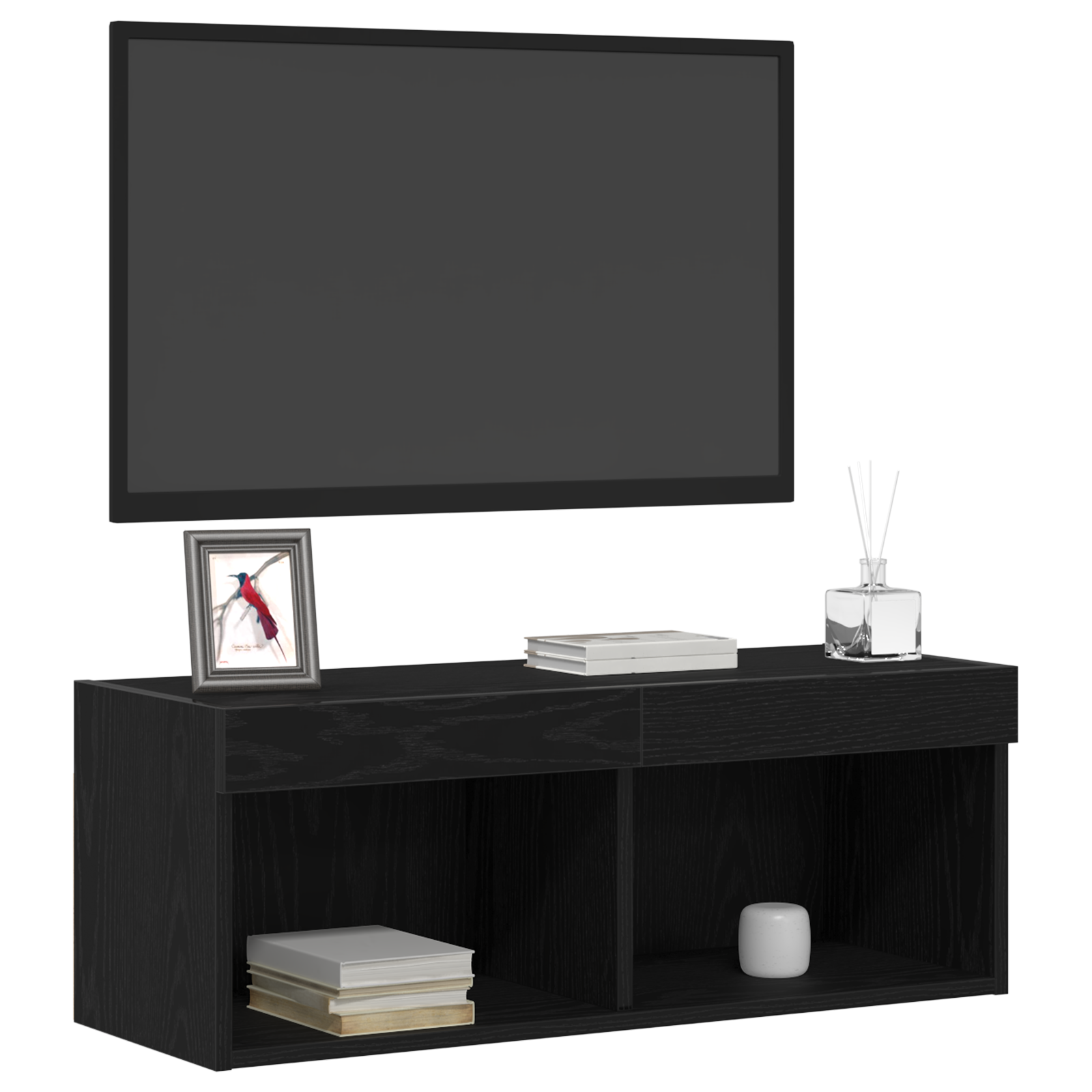 vidaXL Tv-wandmeubelen 2 st met LED 80x30x30 cm zwart eikenkleurig