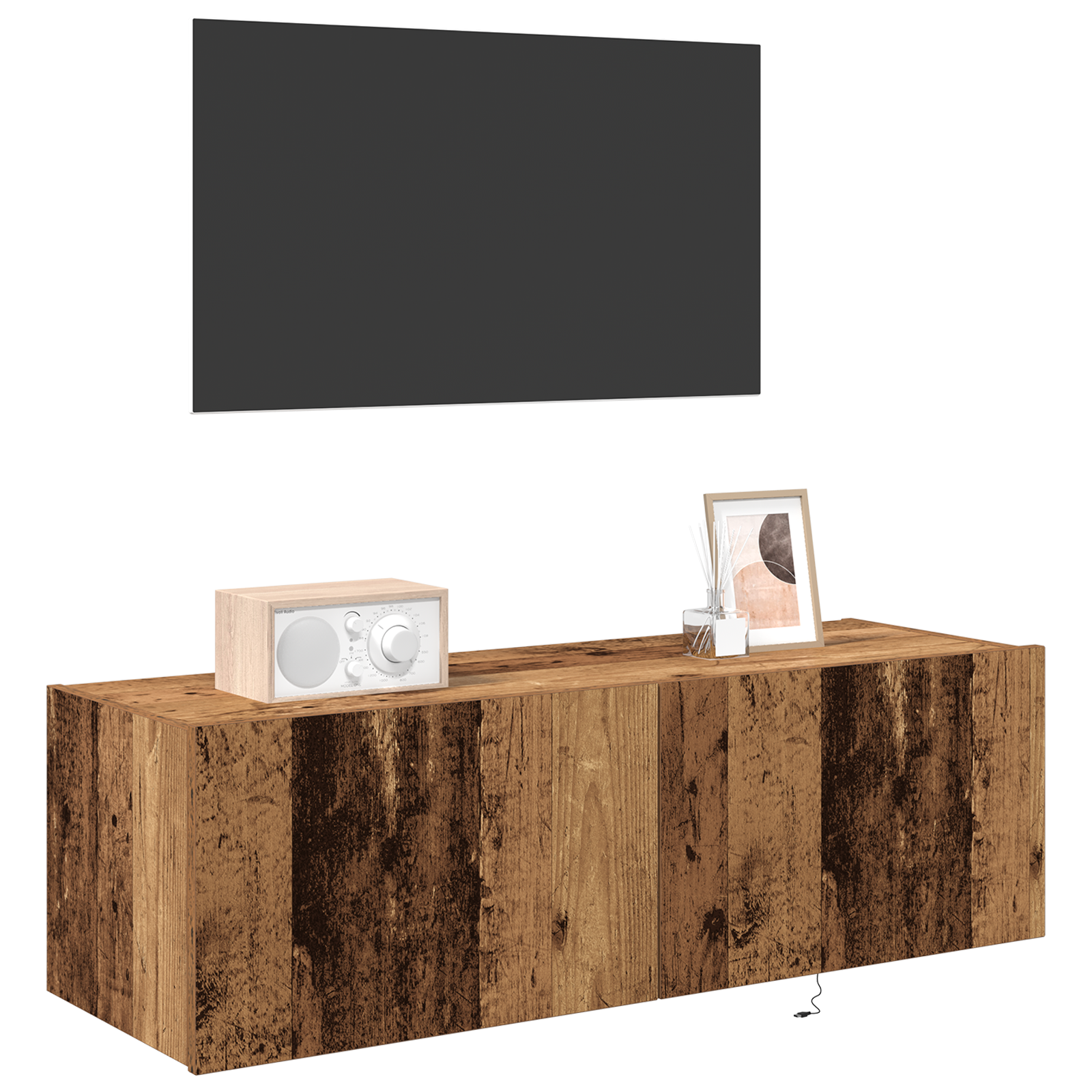 vidaXL Tv-wandmeubel met LED-verlichting 100x35x31 cm oud houtkleurig