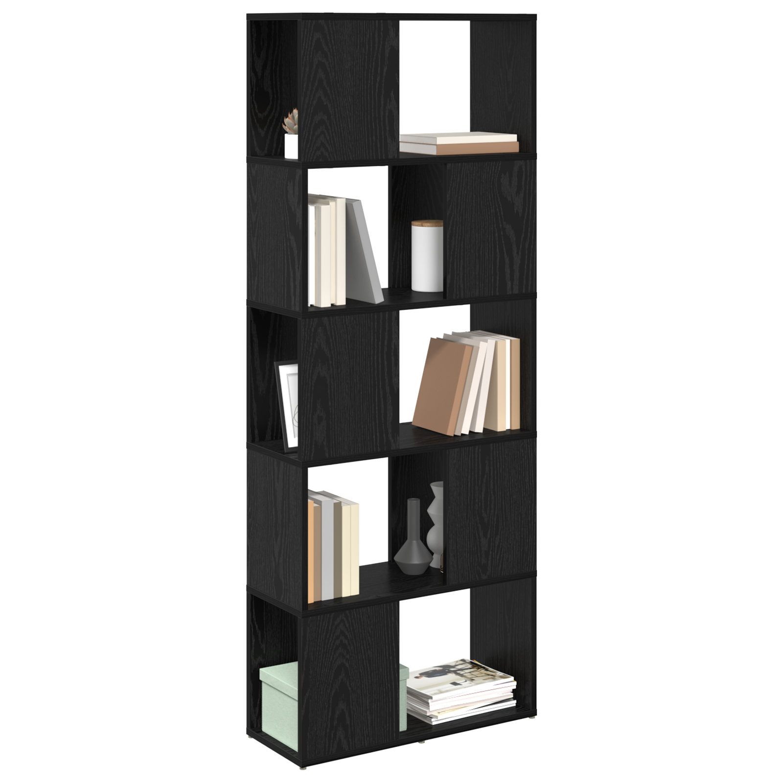 vidaXL Boekenkast Zwarte Eiken Bewerkt Hout 60 x 24 x 155 cm