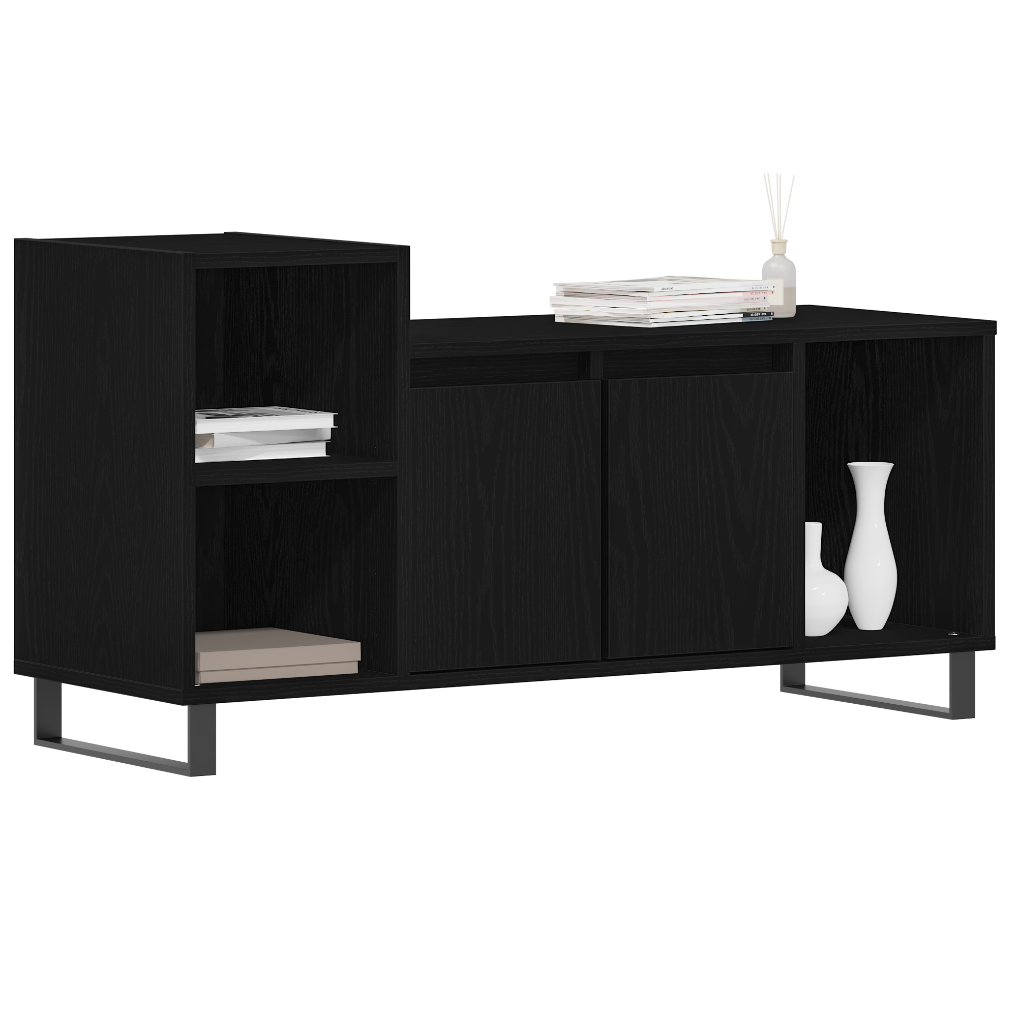 vidaXL Tv-meubel 100x35x55 cm bewerkt hout zwart eikenkleurig