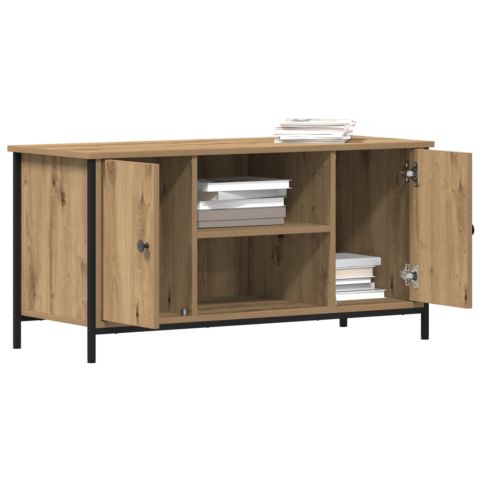 vidaXL Tv-meubel 100x40x50 cm bewerkt hout en staal artisanaal eiken